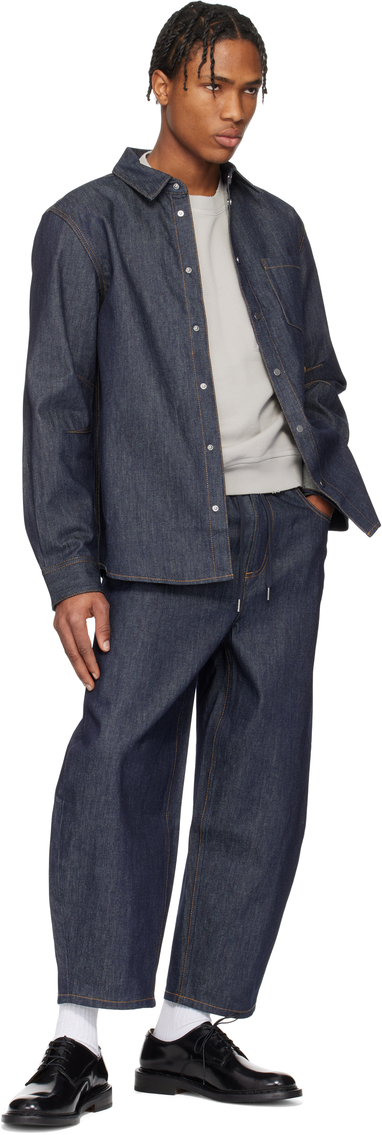 Helmut Lang Indigo Curved Classic Denim Shirt In Raw Indigo - Rnw