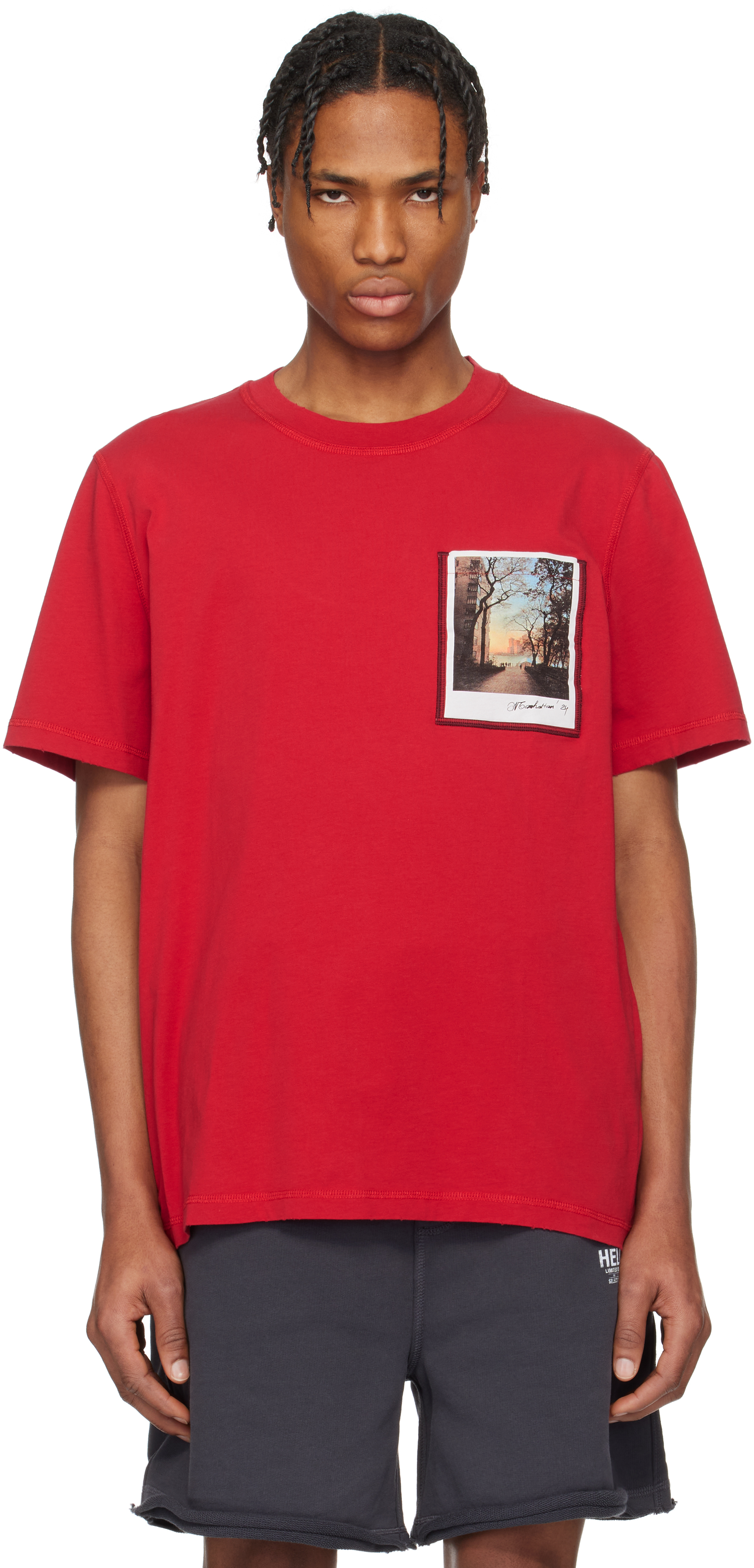 【関税込み】Helmut Lang レッド Postcard Tシャツ Helmut Langのレッド River Postcard Tシャツがセール中