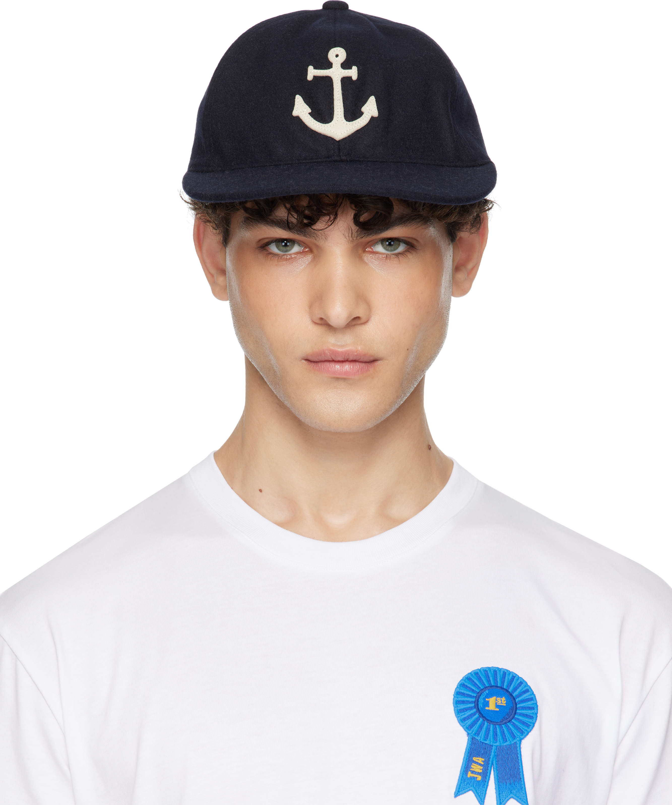 Navy Anchor Wool Ball Cap