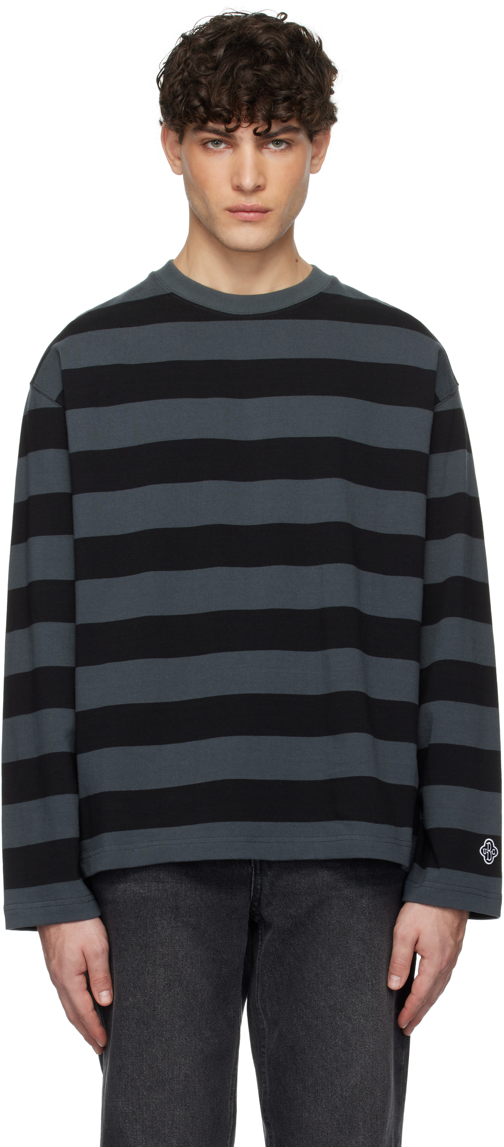 Gray & Black Striped Border T-Shirt by Uniform Bridge on Sale