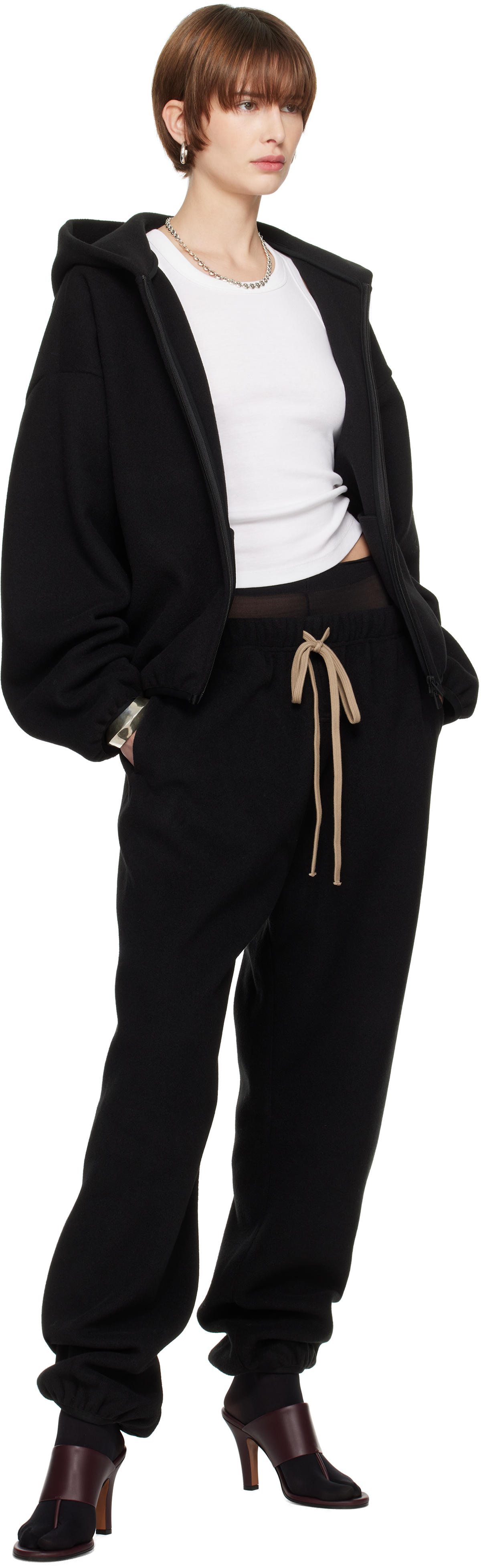 Fear of God ESSENTIALS Black Brushed Hooded Bomber Jacket | Smart Closet