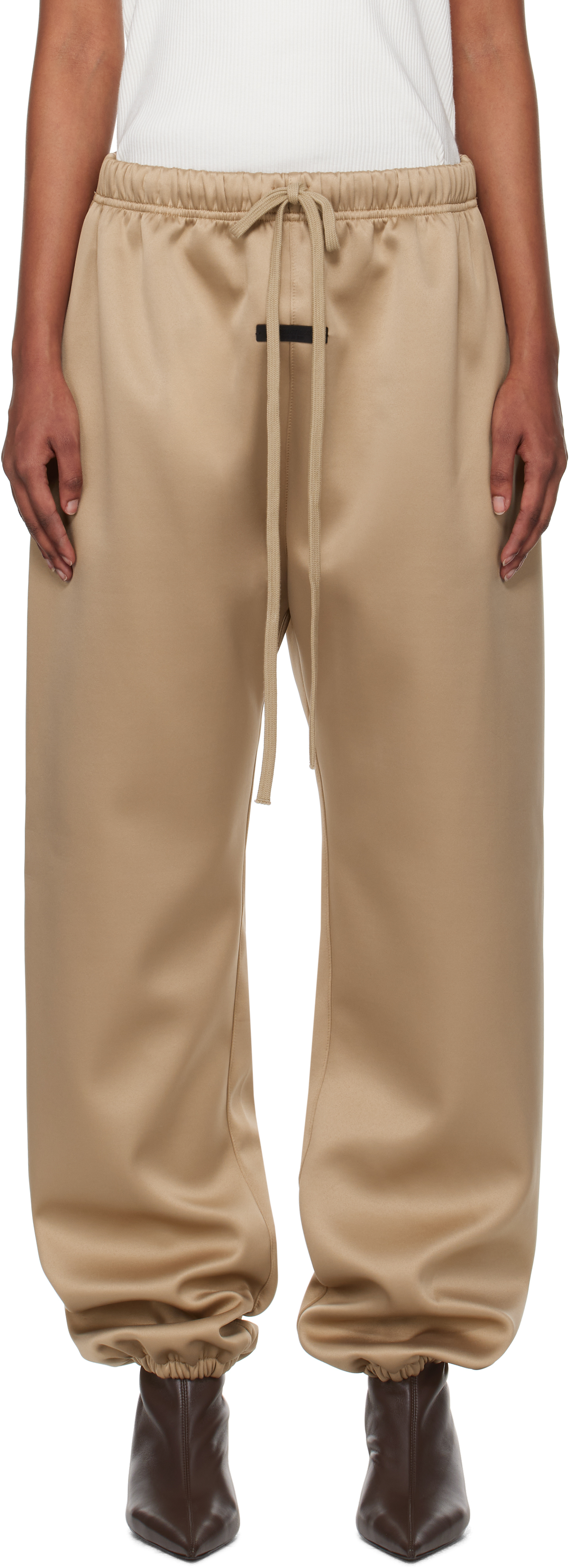 Beige Satin Lounge Pants