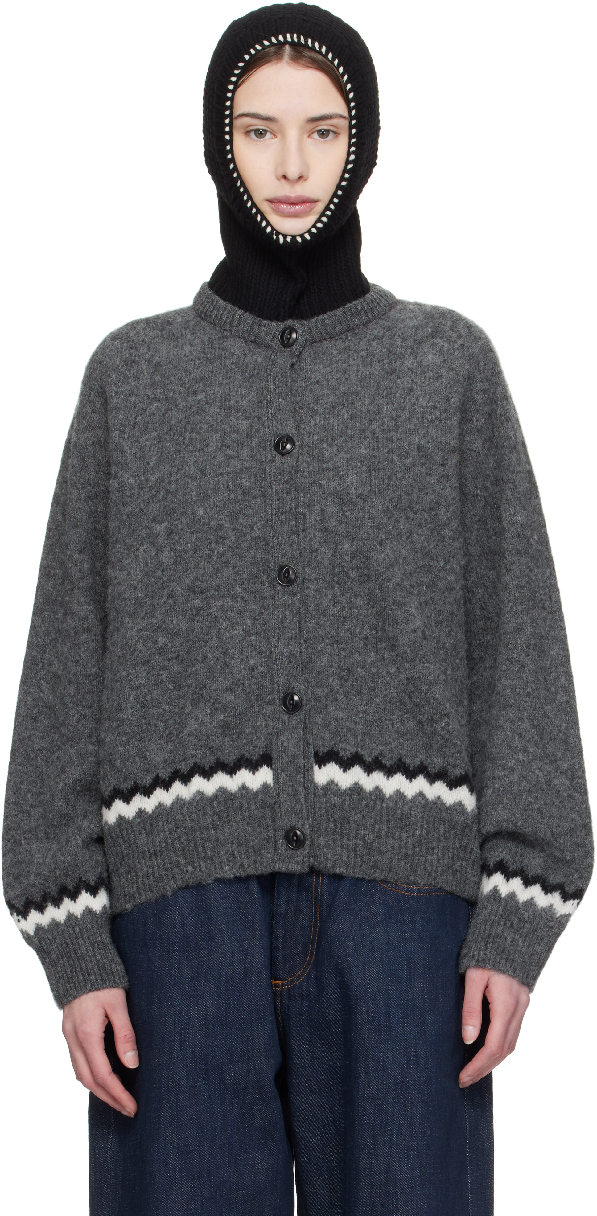 Gray Atomic Zig Zag Cardigan