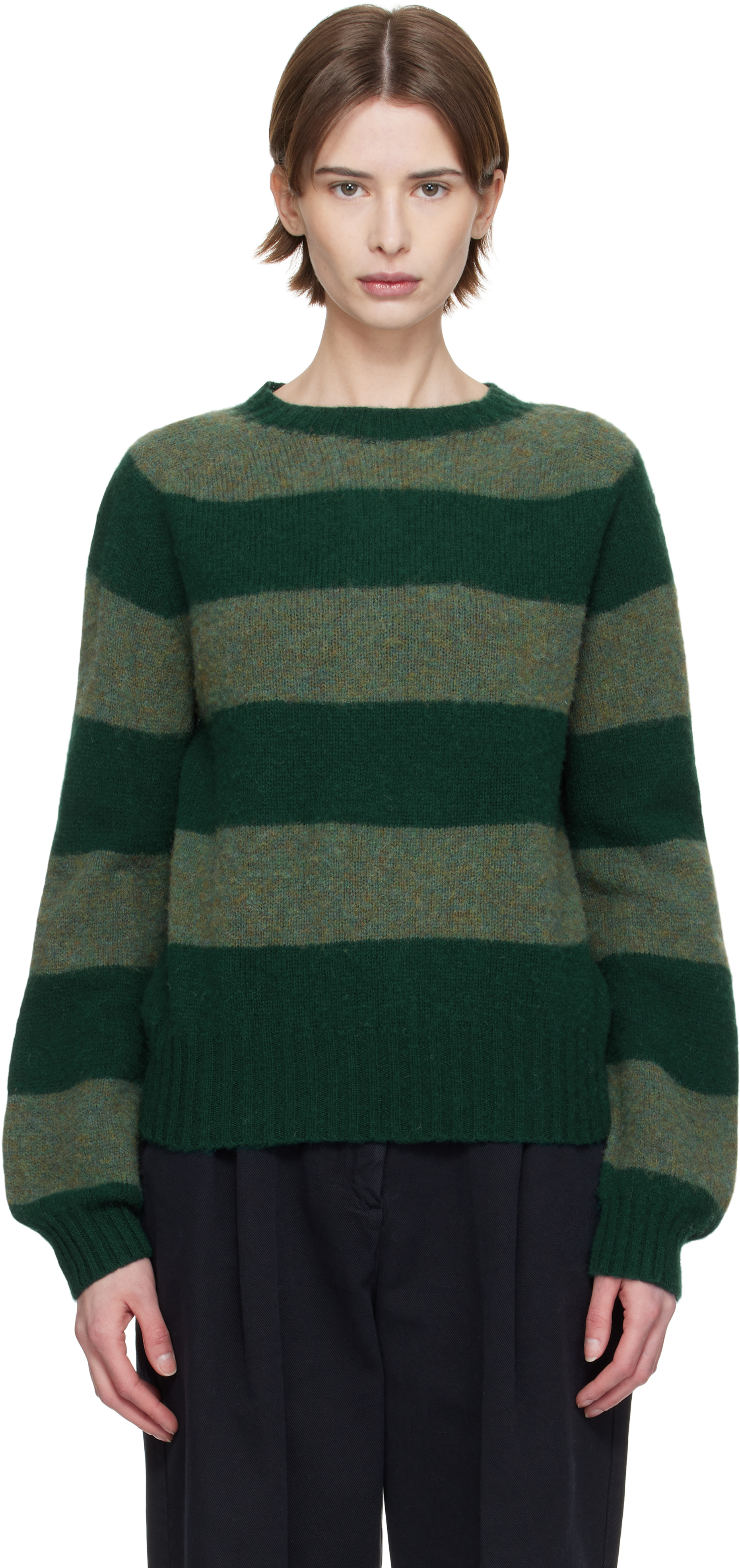 SSENSE Exclusive Green 
Khaki Jets Stripe Sweater