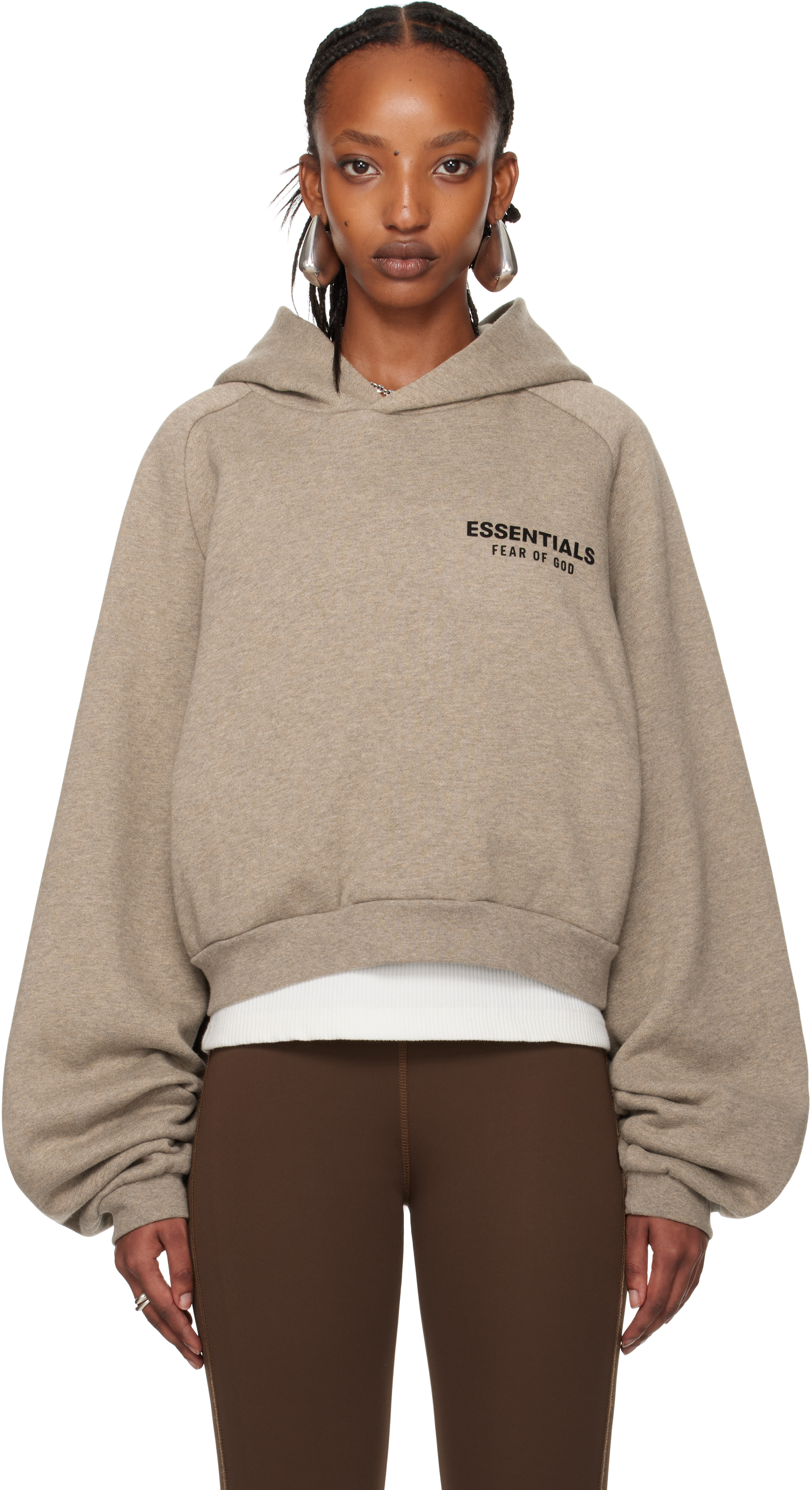 Gray Fleece Cropped Hoodie