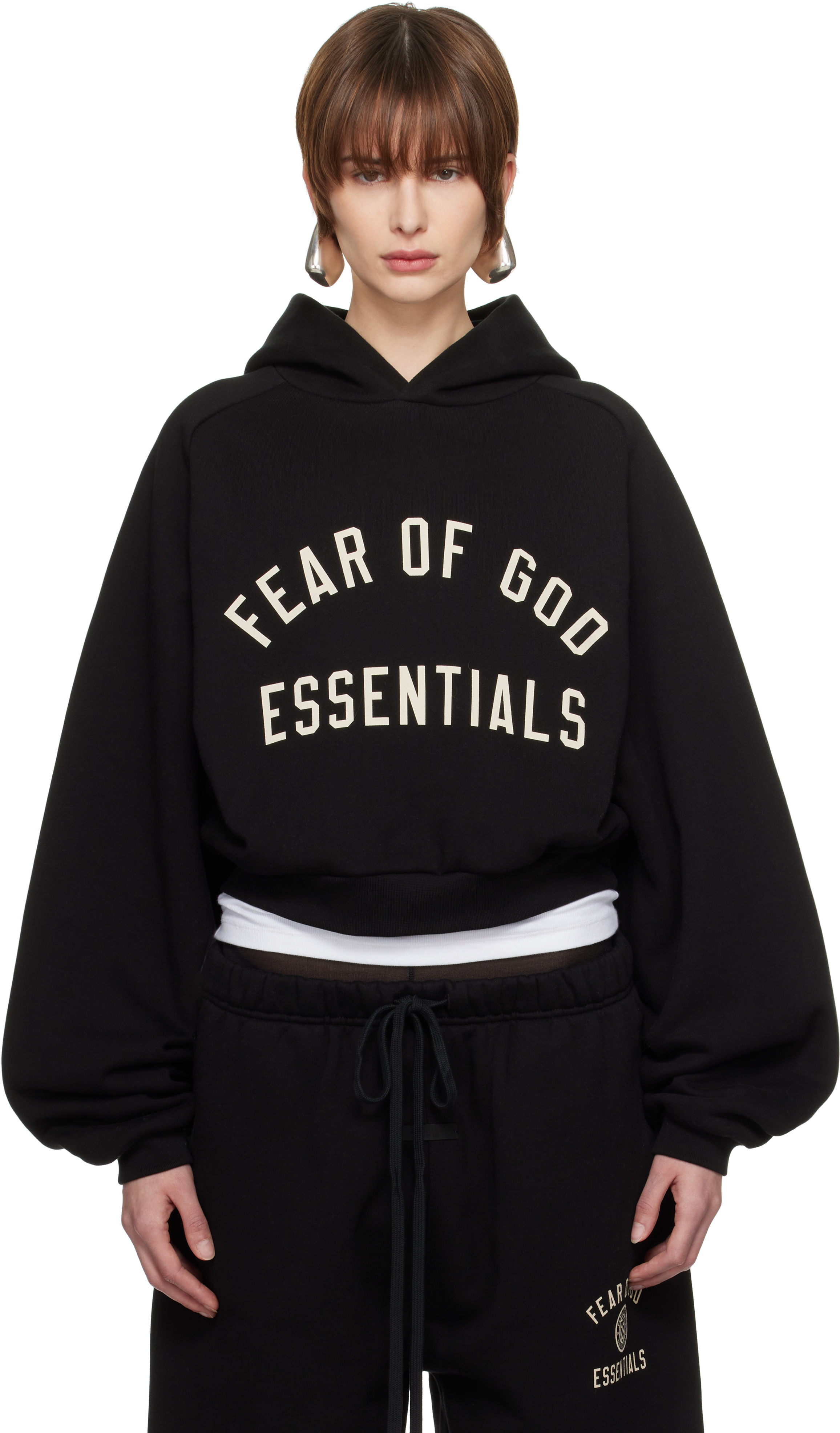 Black Fleece Cropped Hoodie