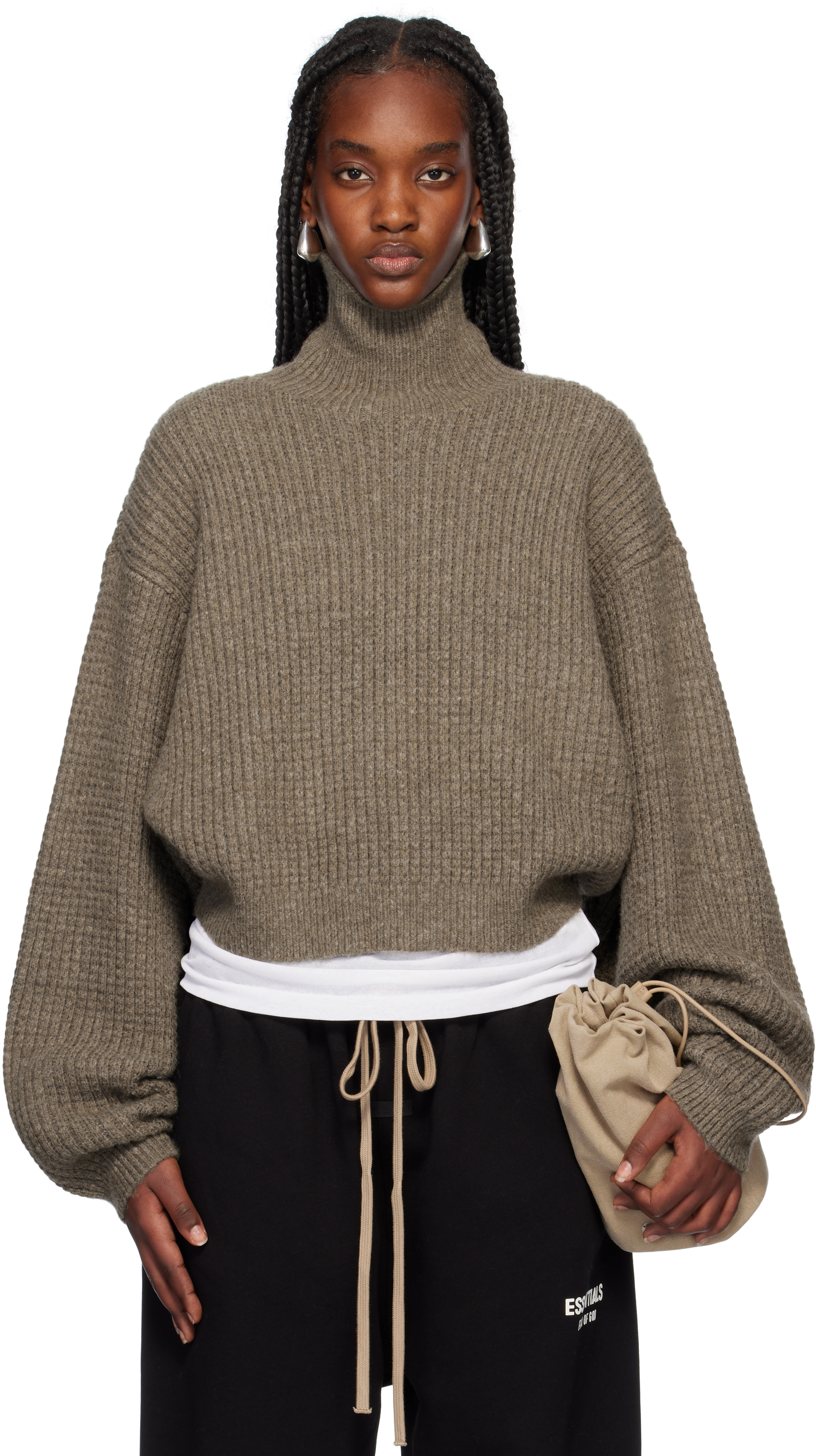 Gray Heavy Waffle Turtleneck