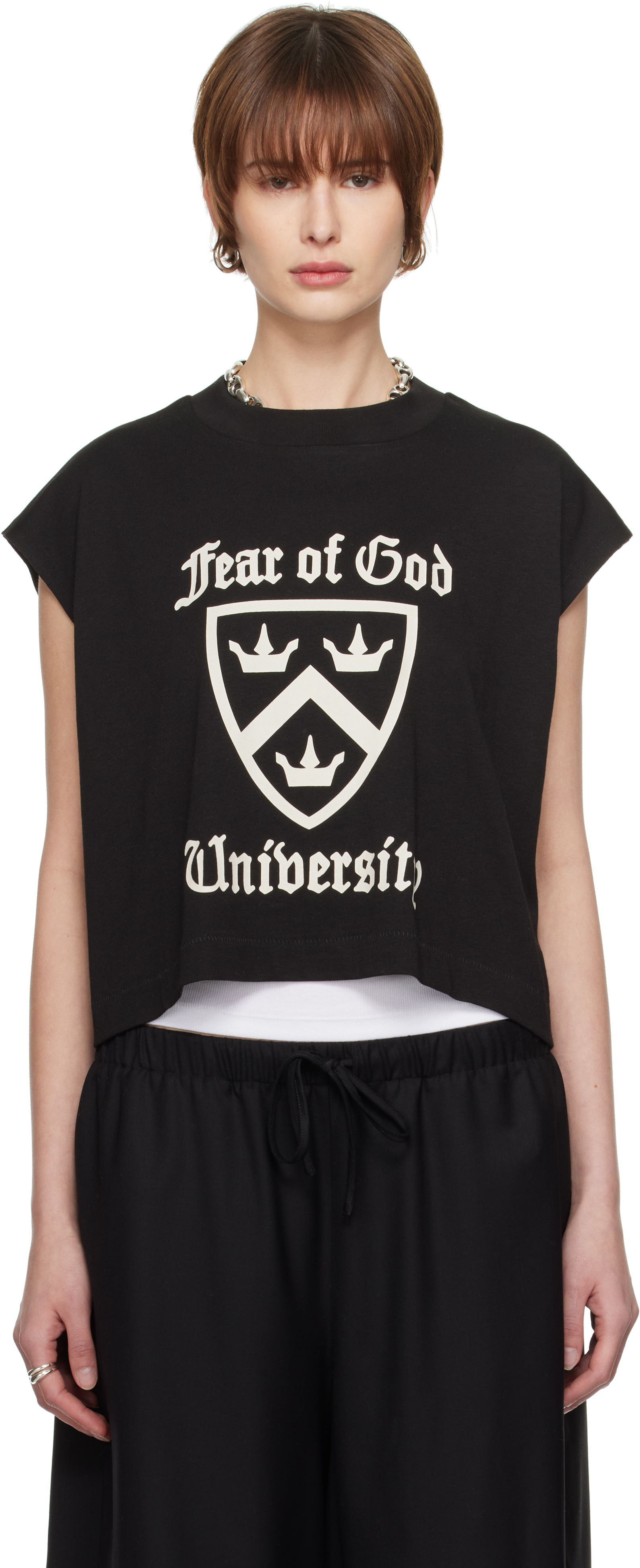 Black Tri-Blend Cropped Muscle T-shirt