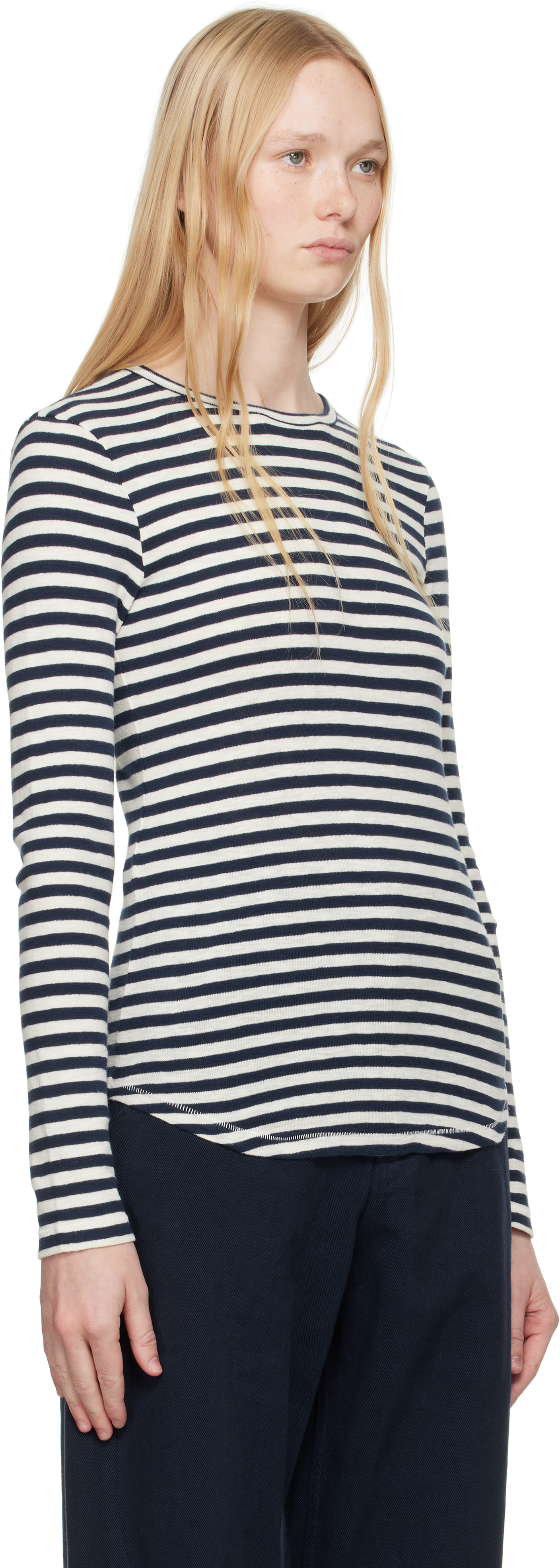 Ymc You Must Create Navy & White Earth Stripe T-shirt
