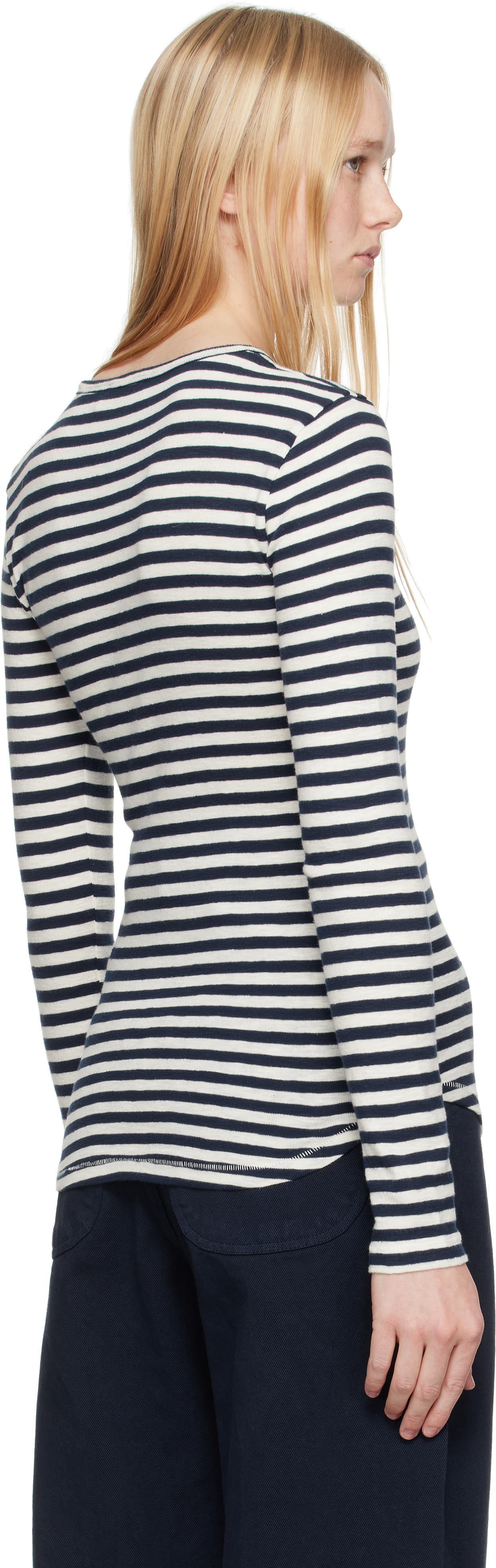 Ymc You Must Create Navy & White Earth Stripe T-shirt