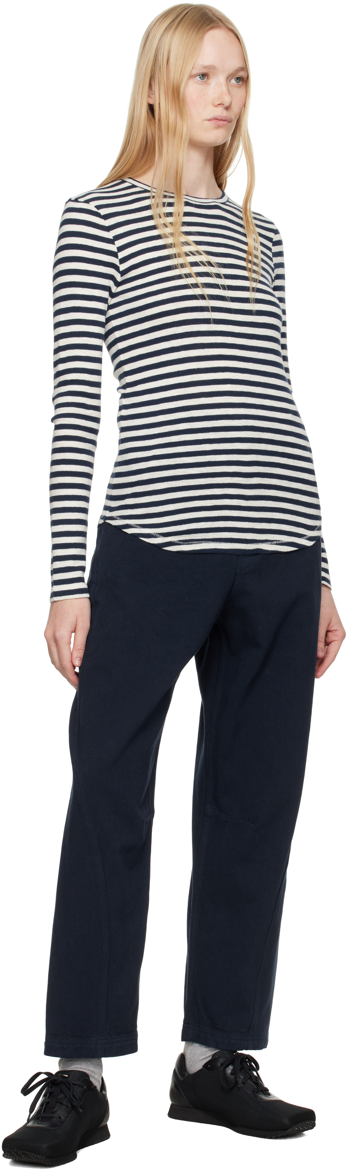 Ymc You Must Create Navy & White Earth Stripe T-shirt