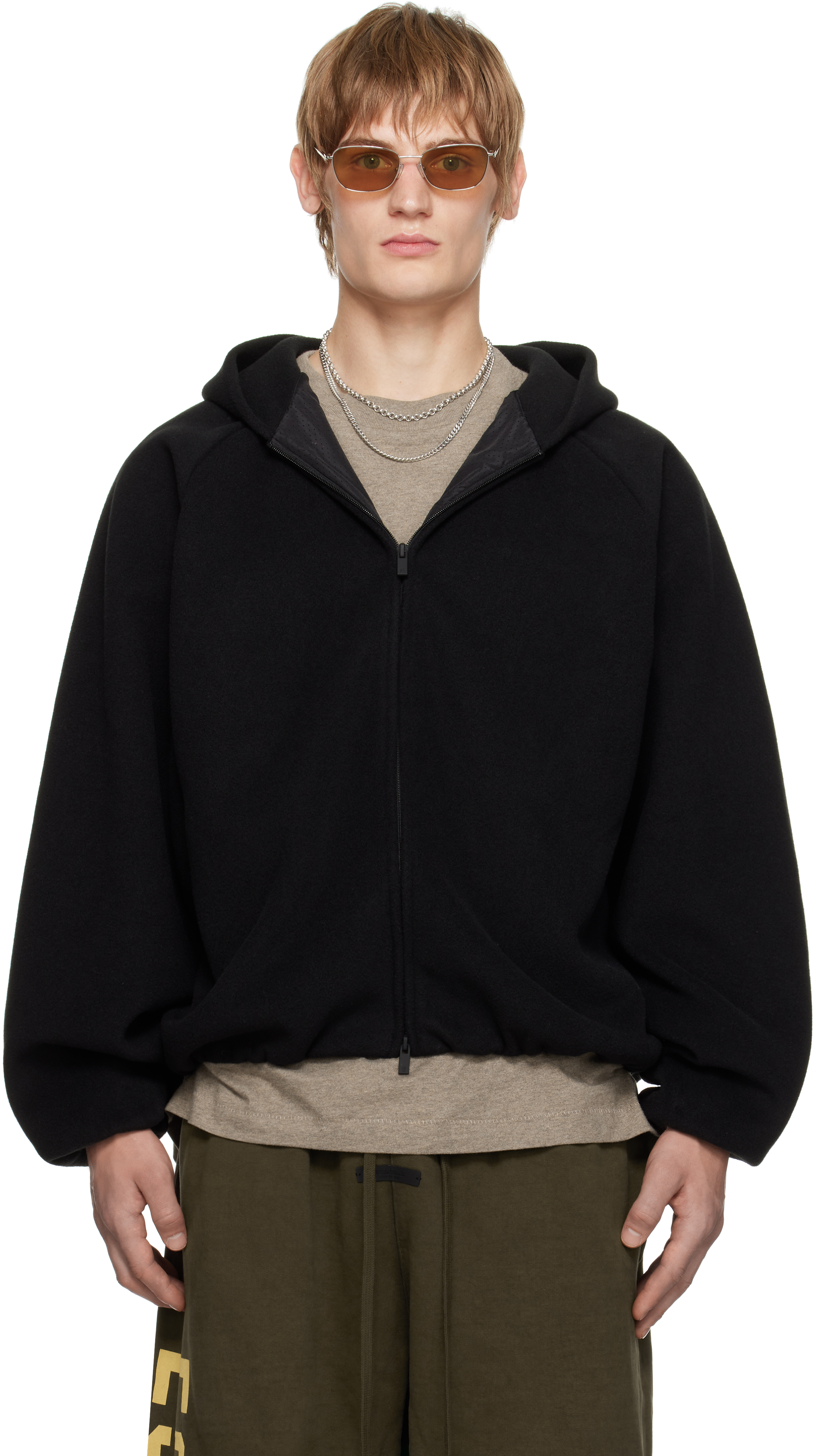 Black Brushed Hooded Bomber Jacket