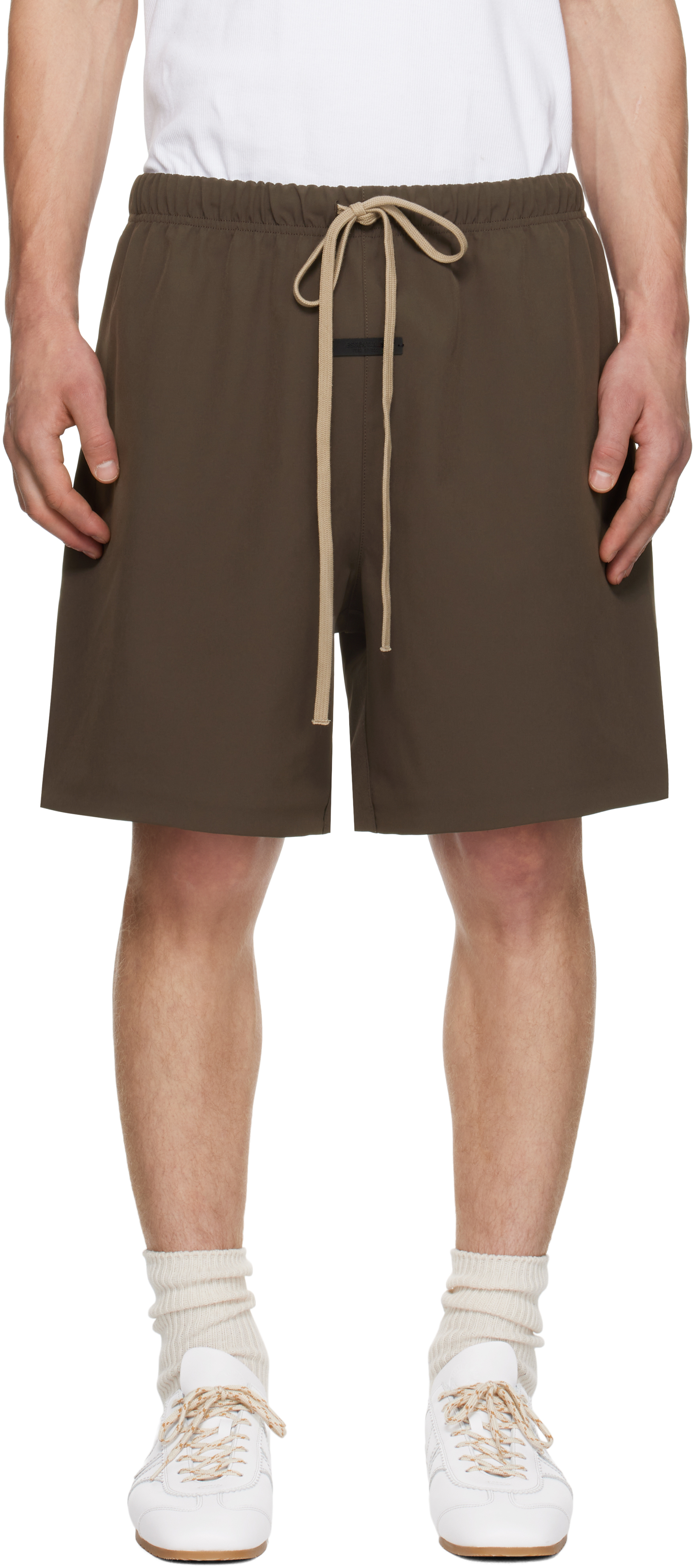 Brown Bonded Nylon Soccer Shorts