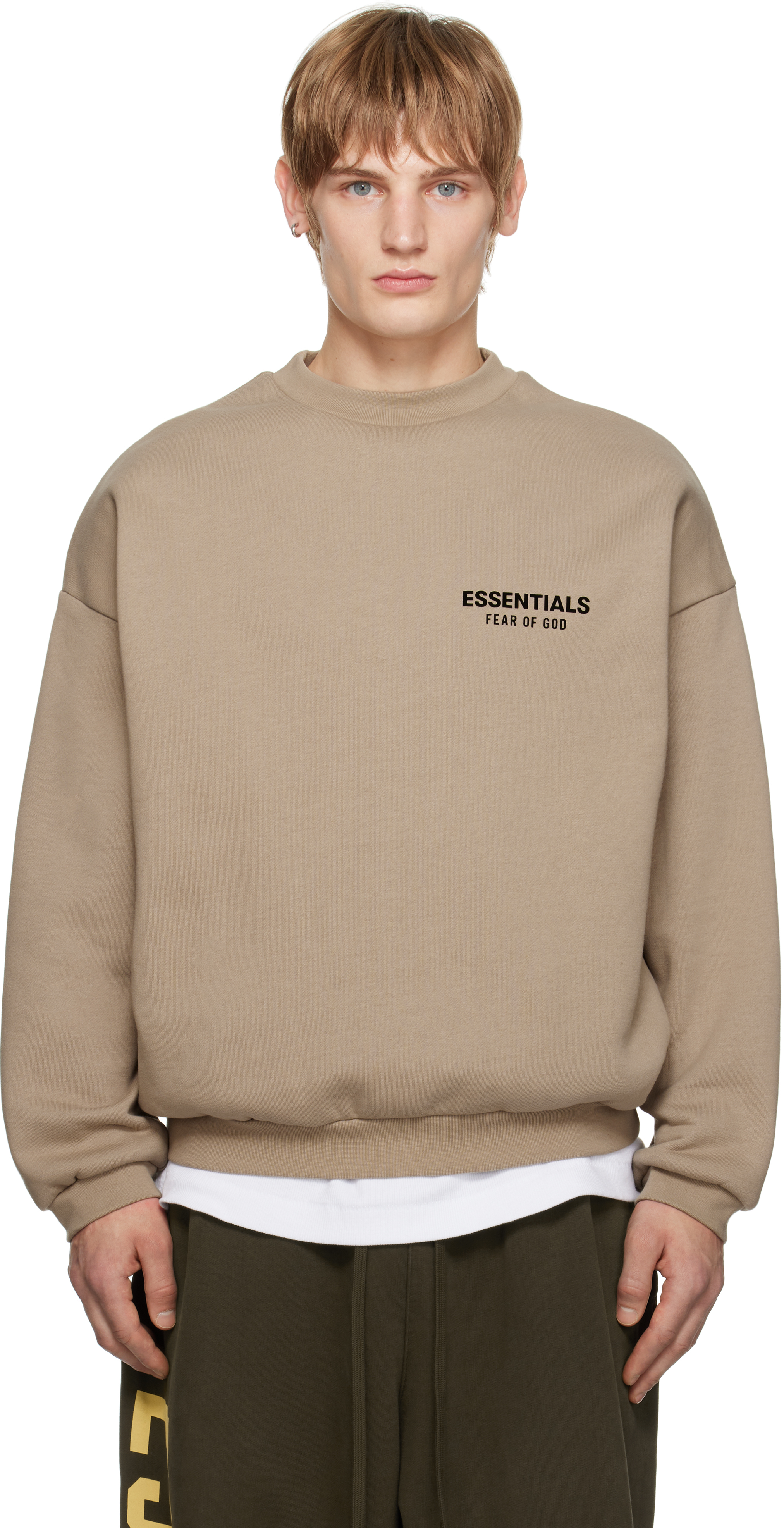 Beige Fleece Crewneck Sweatshirt