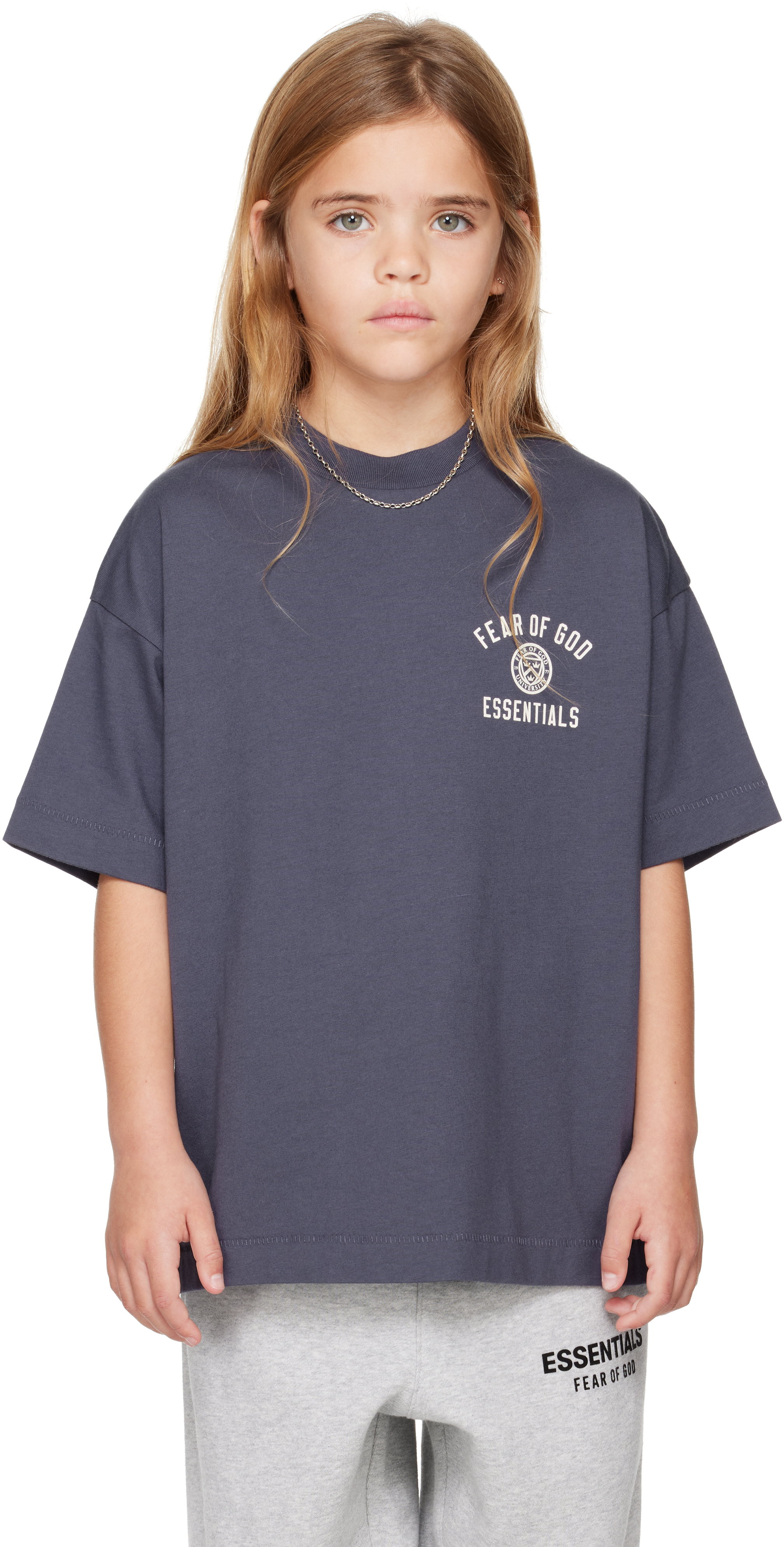 Essentials Kids Navy Jersey Crewneck T-shirt In Marine