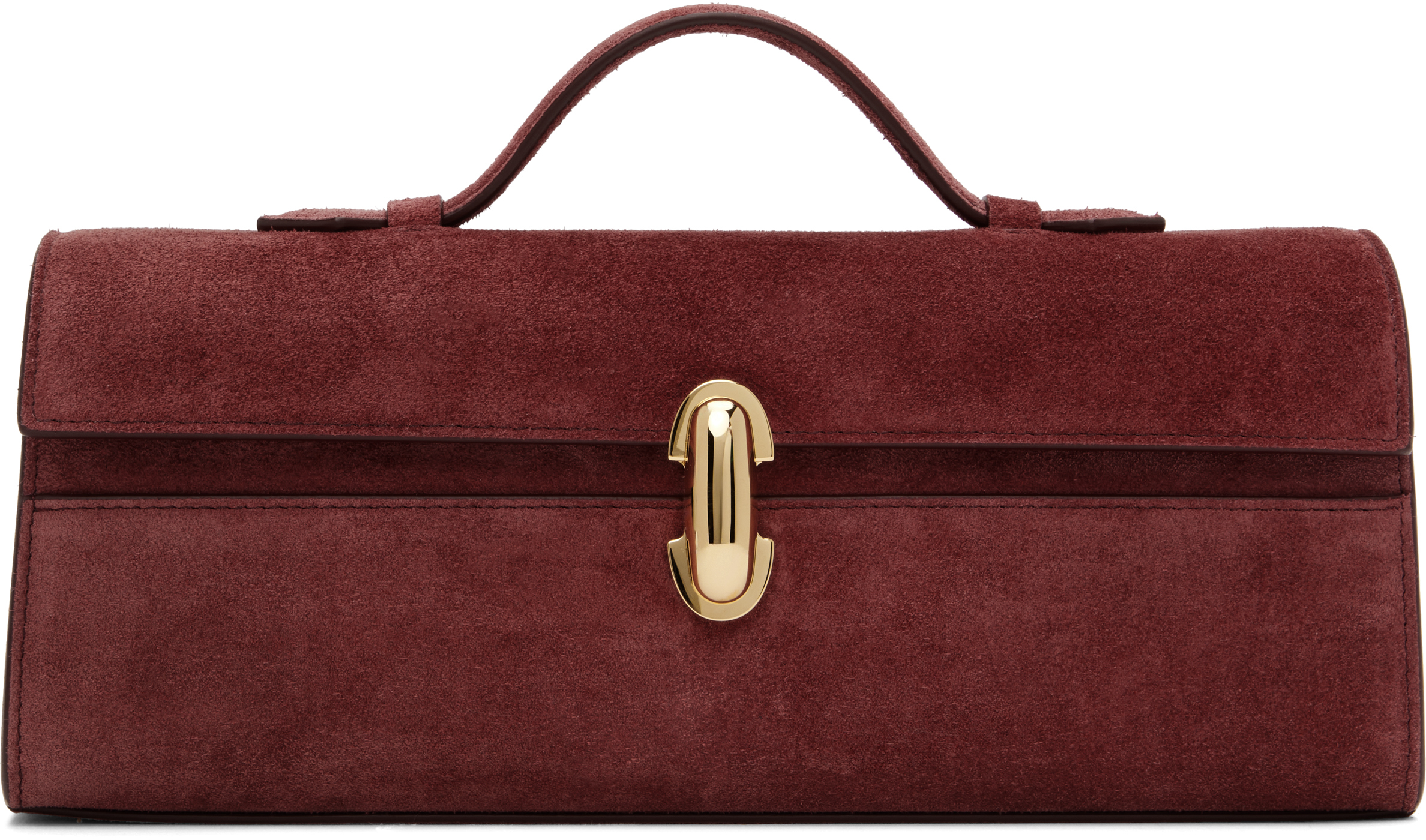 【Savette】バーガンディ スリム Symmetry ポシェット バッグ Savette: Burgundy Slim Symmetry Pochette Bag | SSENSE