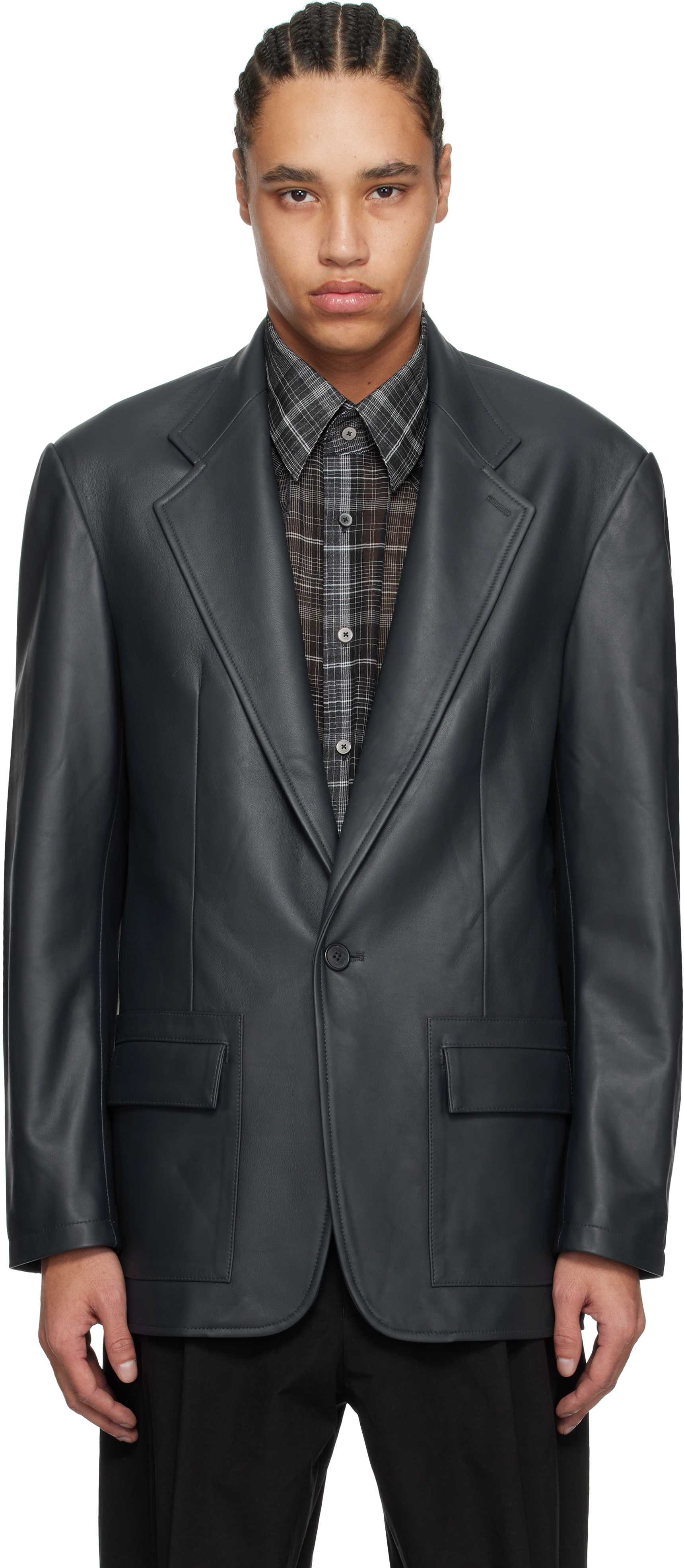 【関税込み】KNWLS SSENSE限定 ブラック Ballis レザーコート SSENSE Exclusive Black Ballis Leather Coat by KNWLS on Sale