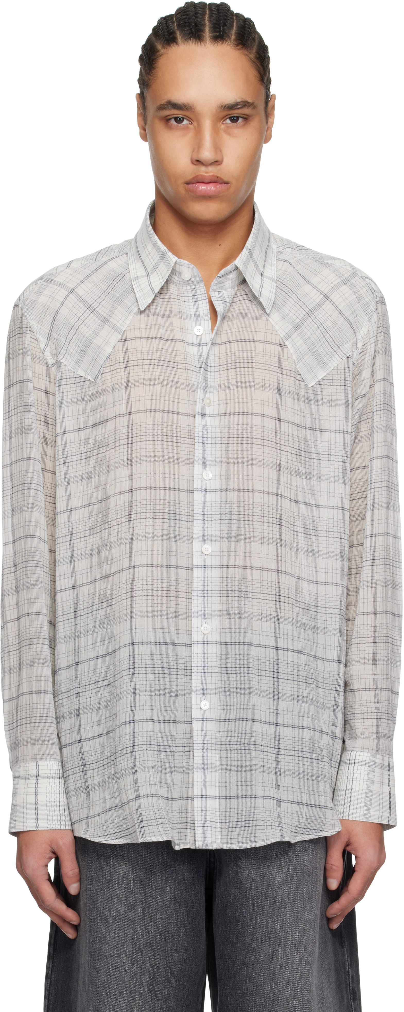 Carter Young: White & Black Western Business Shirt | SSENSE