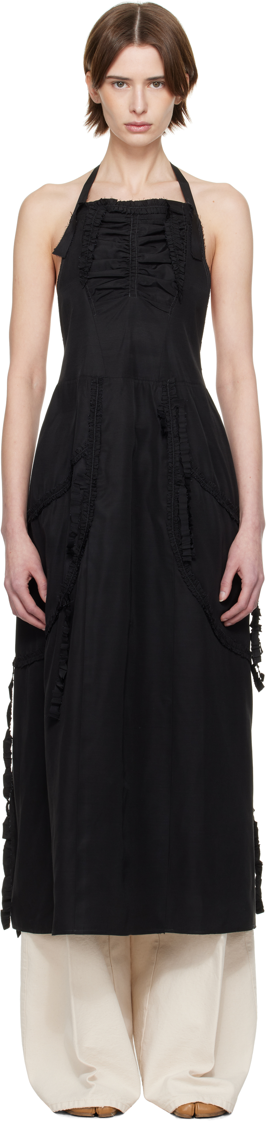 Black Apron Midi Dress
