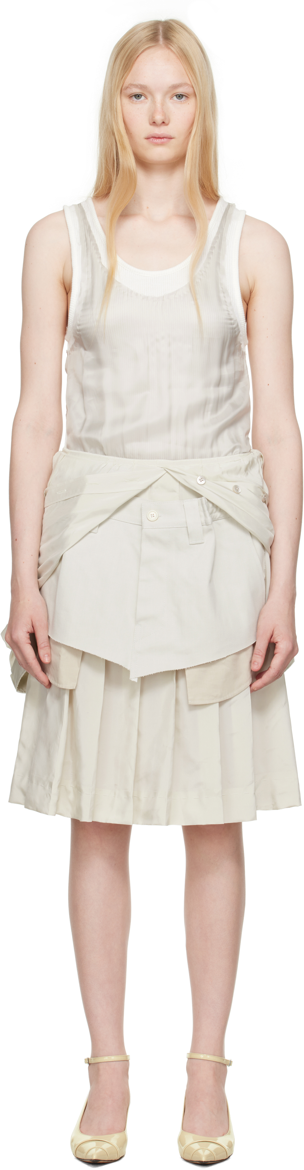 Beige 'Anonymity of the lining' Midi Dress