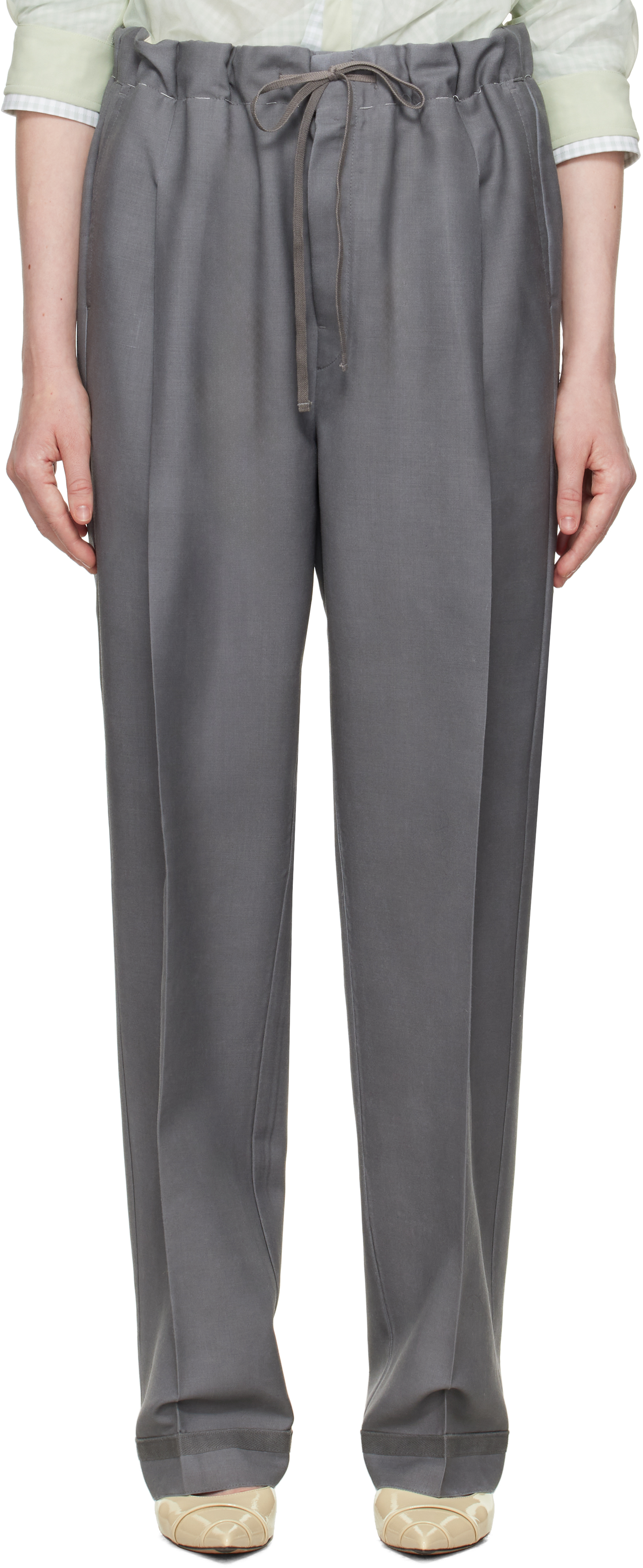Shop Maison Margiela Gray Mohair Trousers In 851 Medium Grey