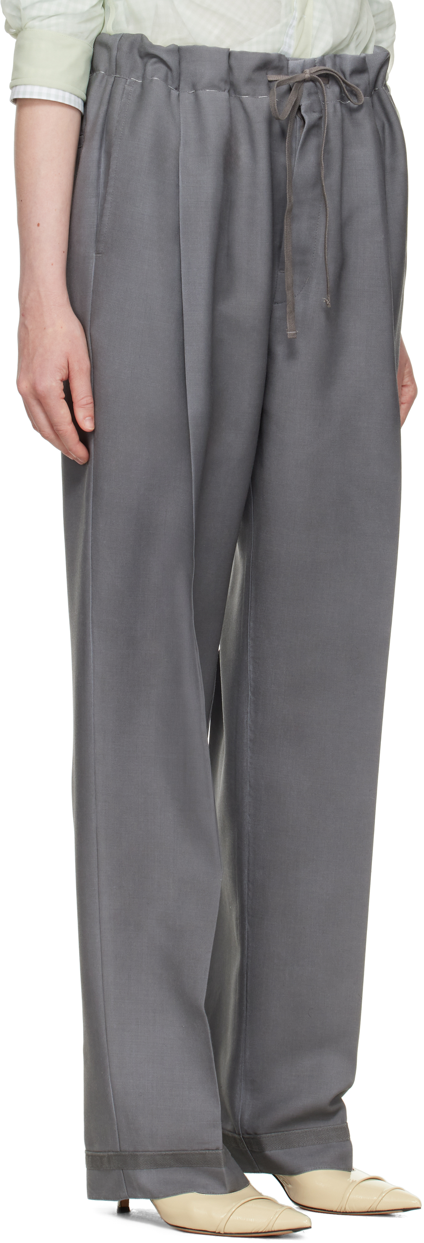 Shop Maison Margiela Gray Mohair Trousers In 851 Medium Grey