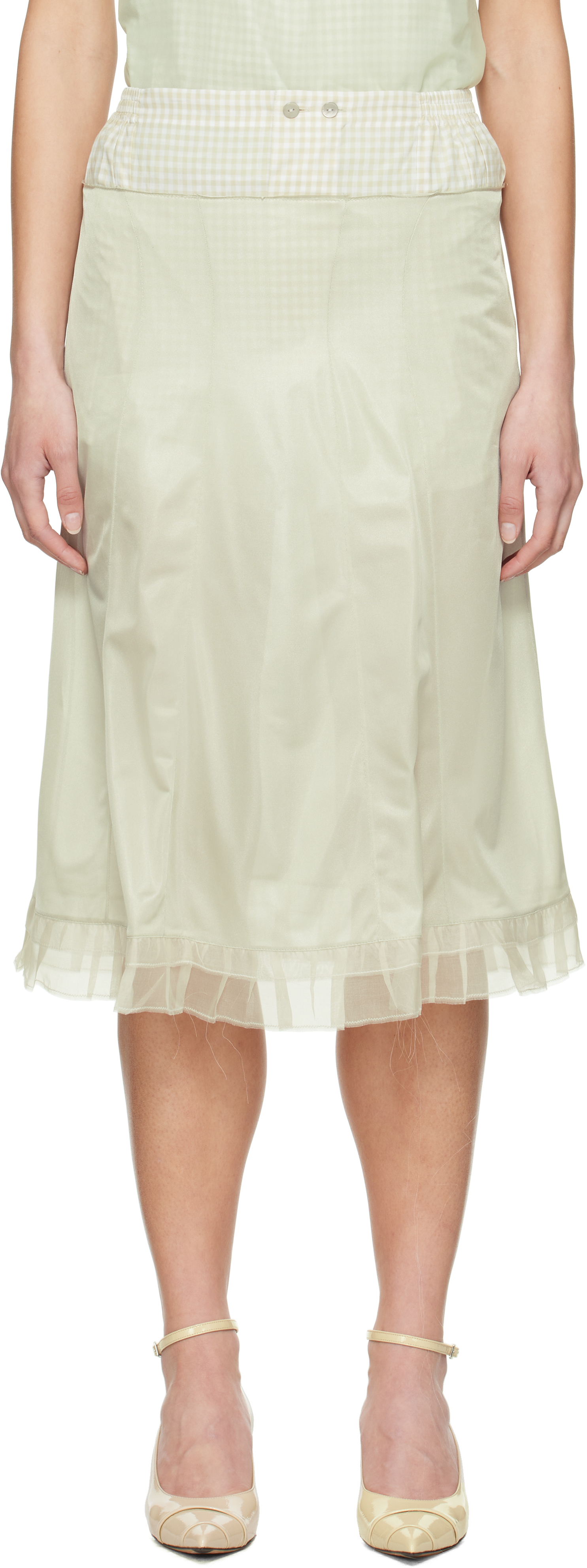 Green 'Anonymity Of The Lining' Midi Skirt by Maison