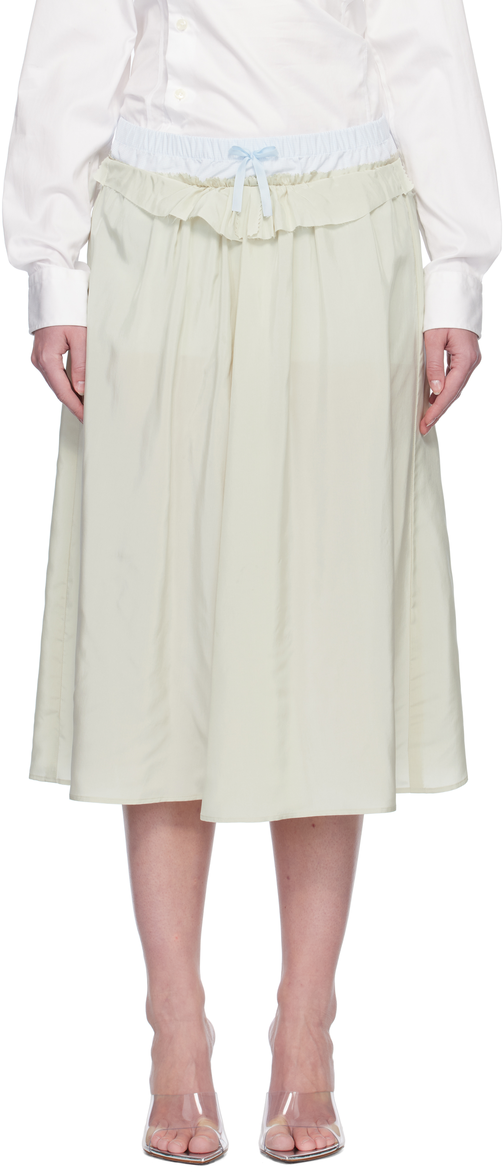 スカート MAISON MARGIELA BEIGE ALOE ANONYMITY OF THE LINING SKIRT Beige 'Anonymity Of The Lining' Midi Skirt by Maison