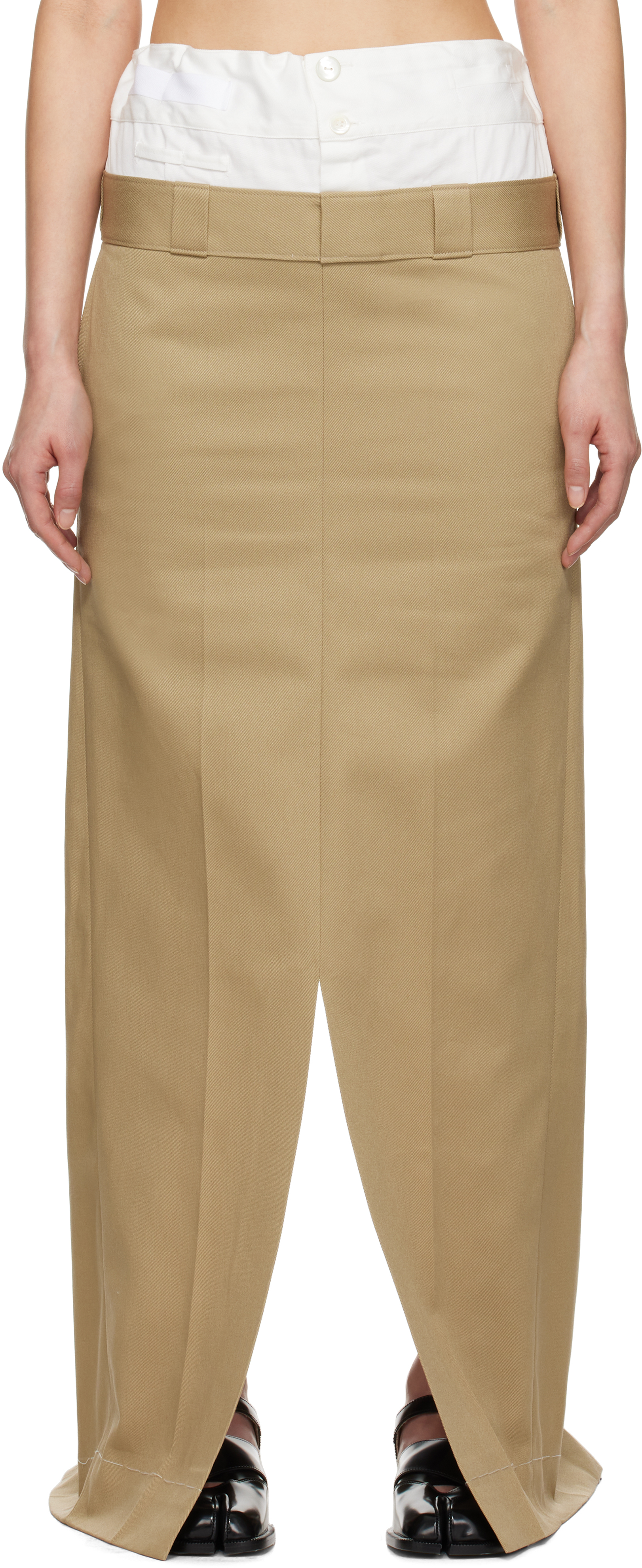 Tan Cotton Twill Maxi Skirt