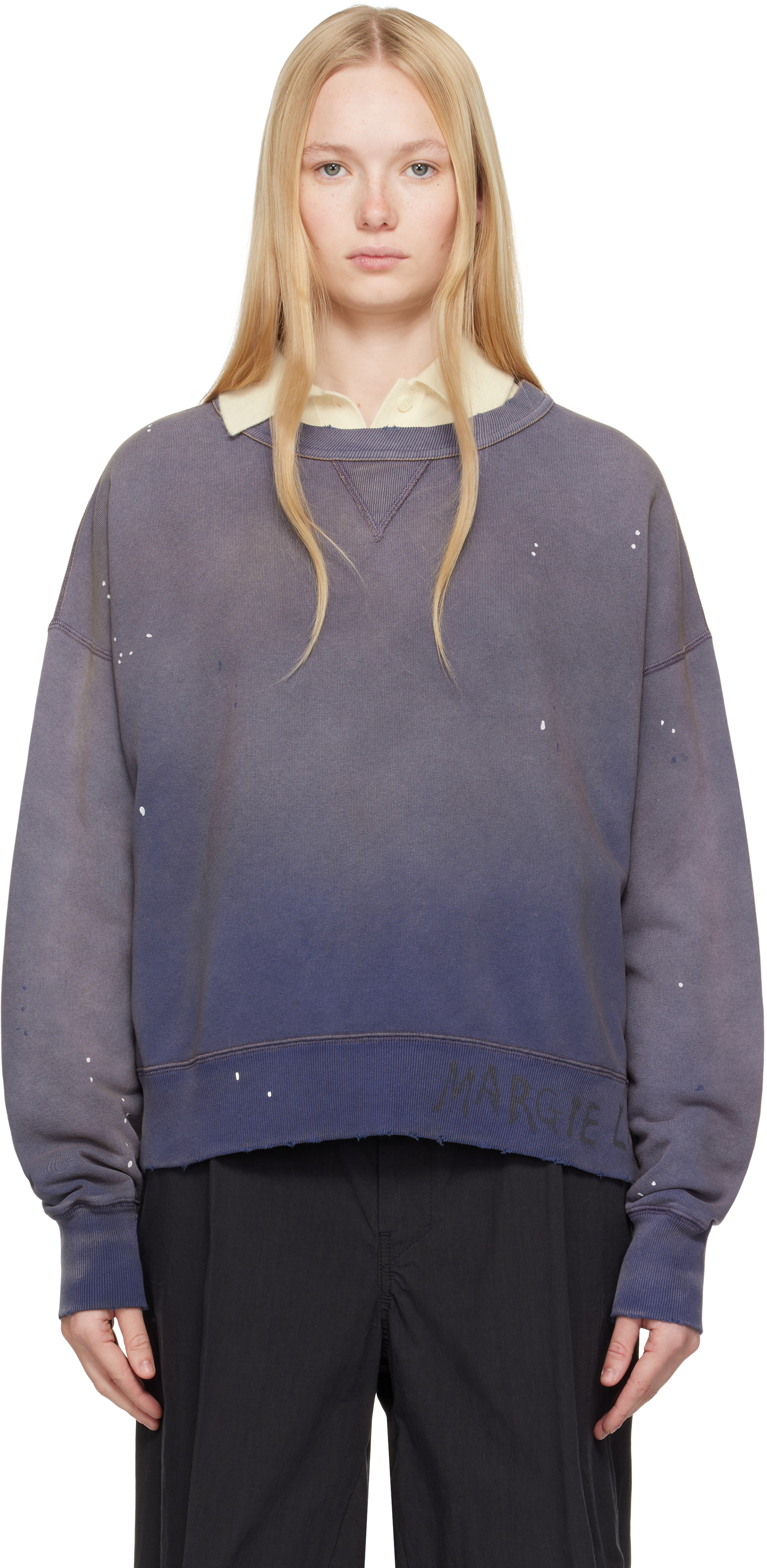 Maison Margiela Blue Graffiti Logo Sweatshirt
