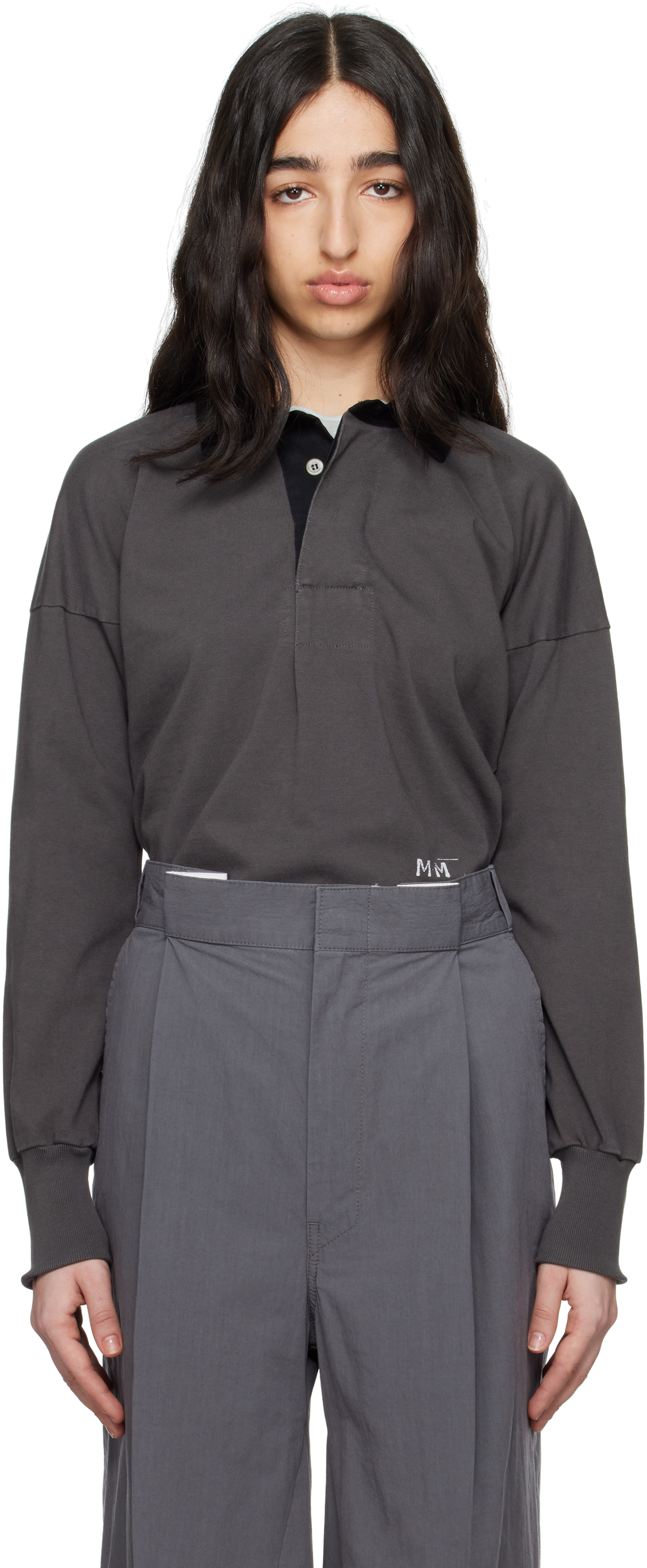 Gray Printed Logo Polo