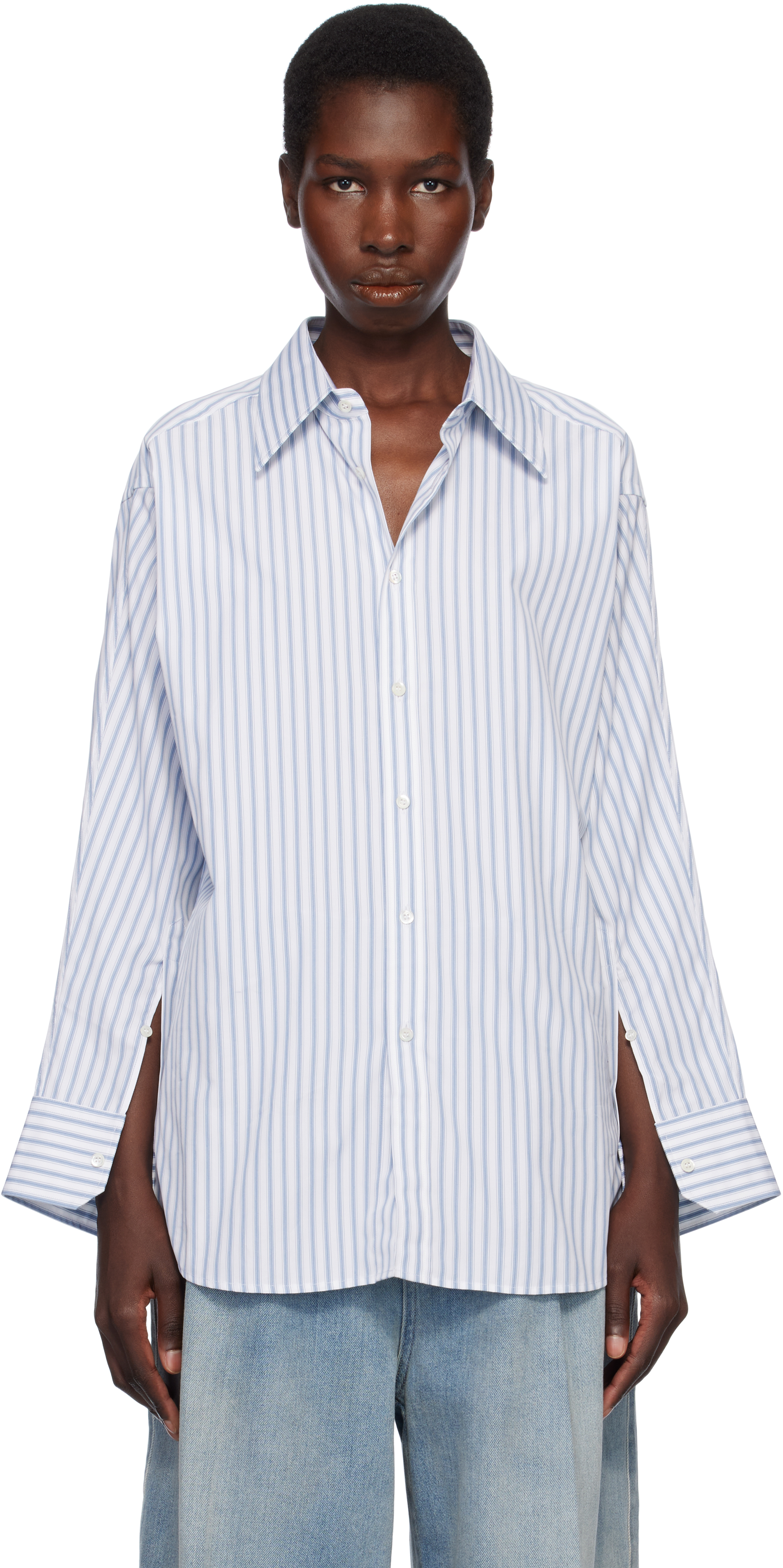 Blue & White Stripe Cotton Shirt