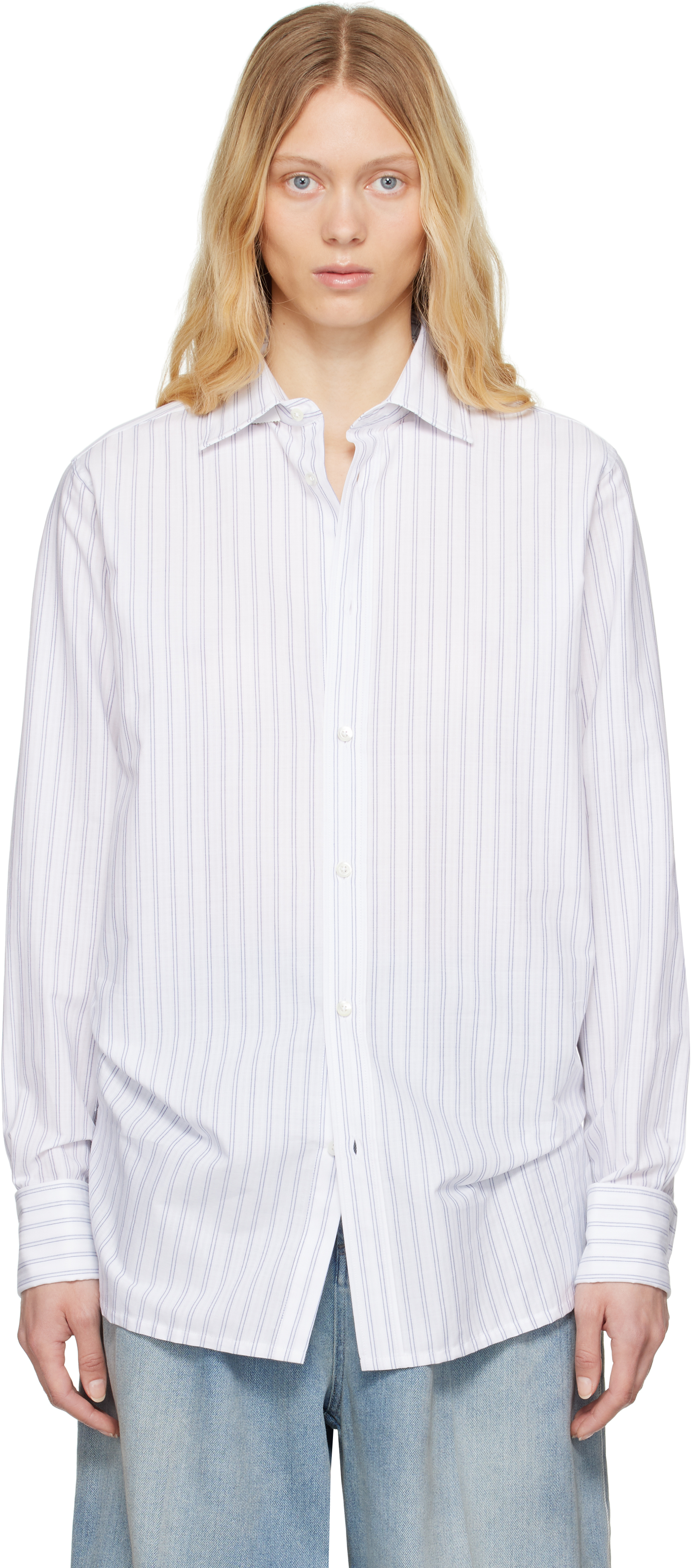 White & Blue Striped Shirt