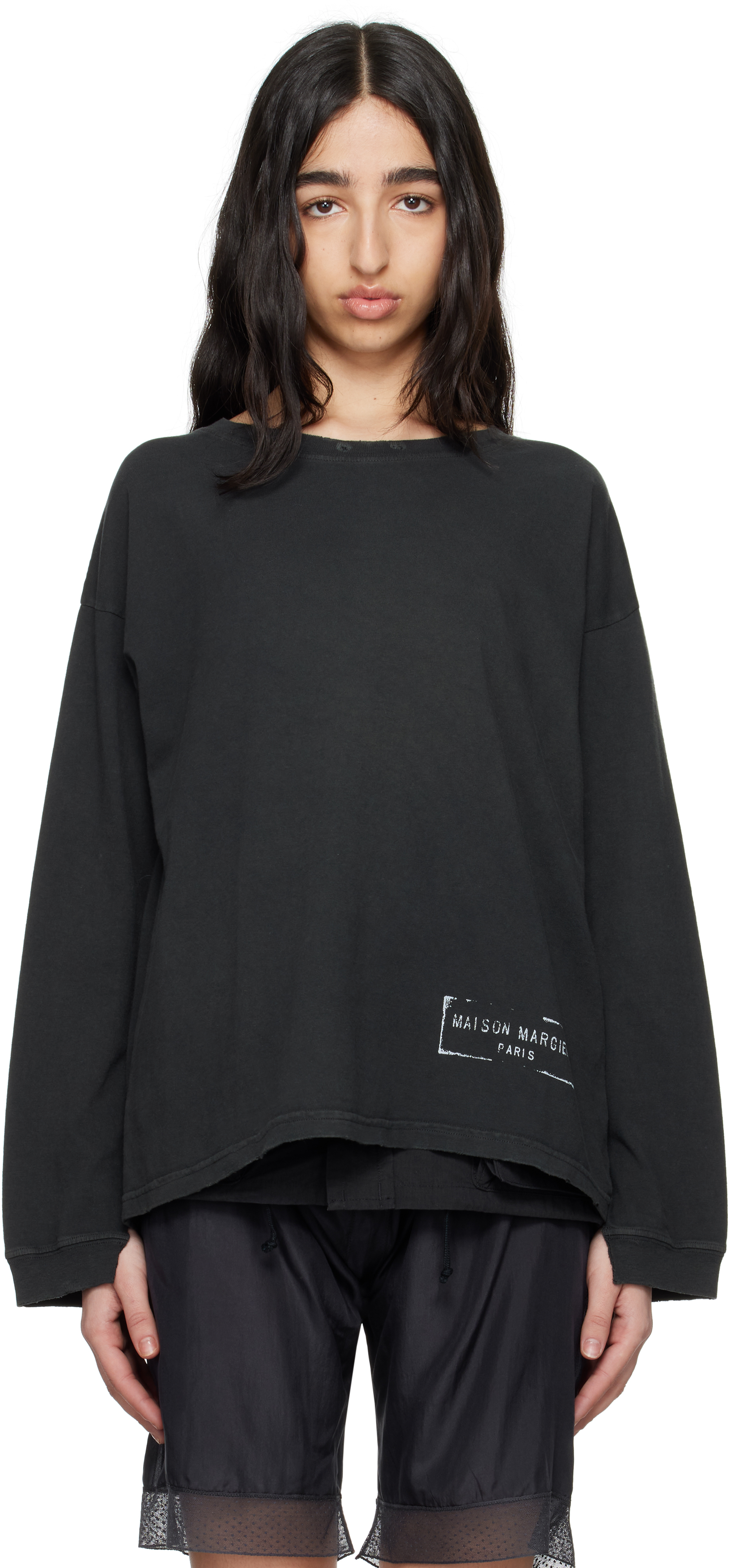 Black Stamp Logo T-shirt by Maison Margiela on Sale