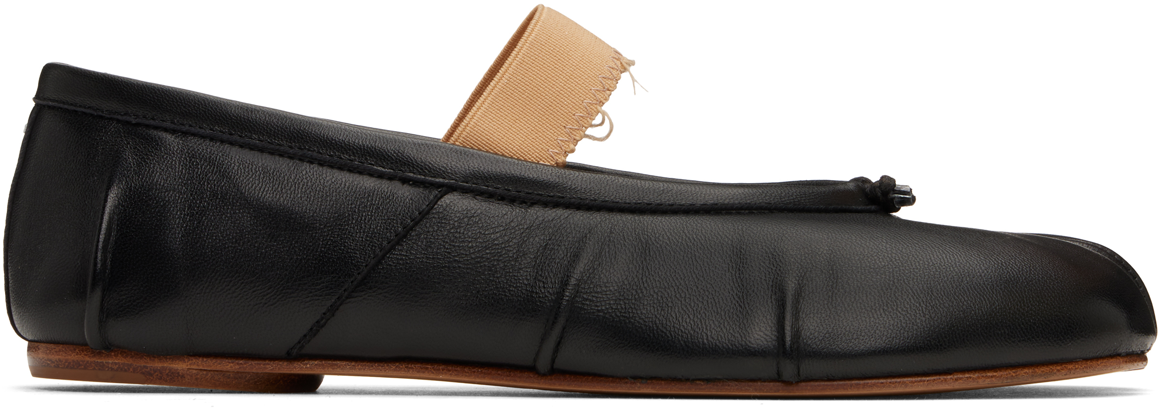 Black Tabi Elastic Band Ballerina Flats