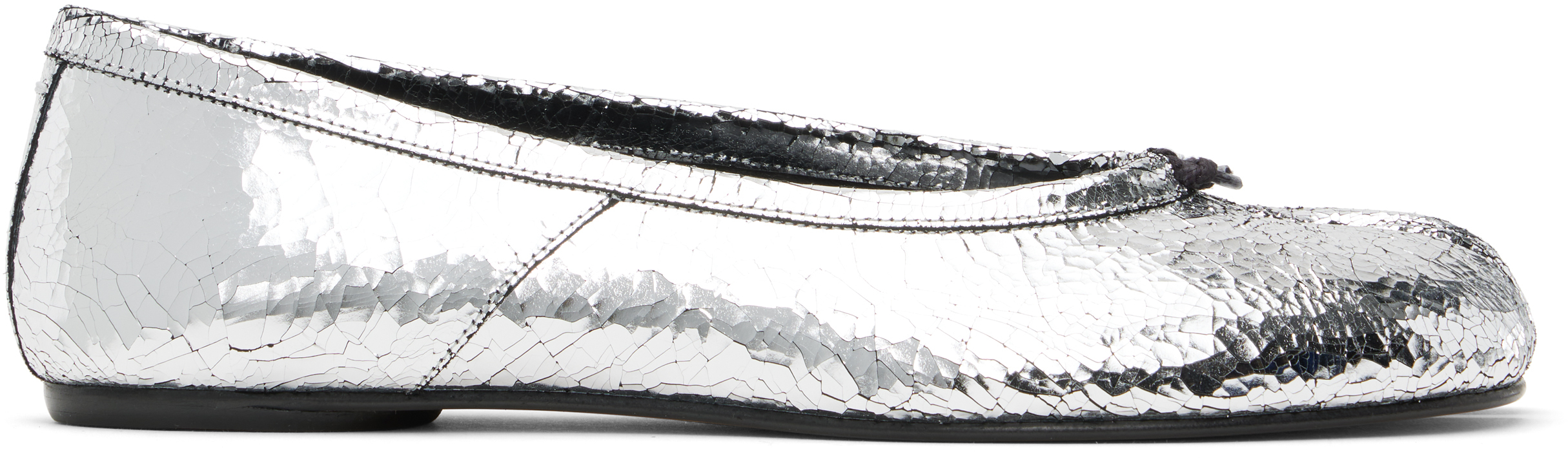 Shop Maison Margiela Silver Tabi Broken Mirror Ballerina Flats In T9002 Silver