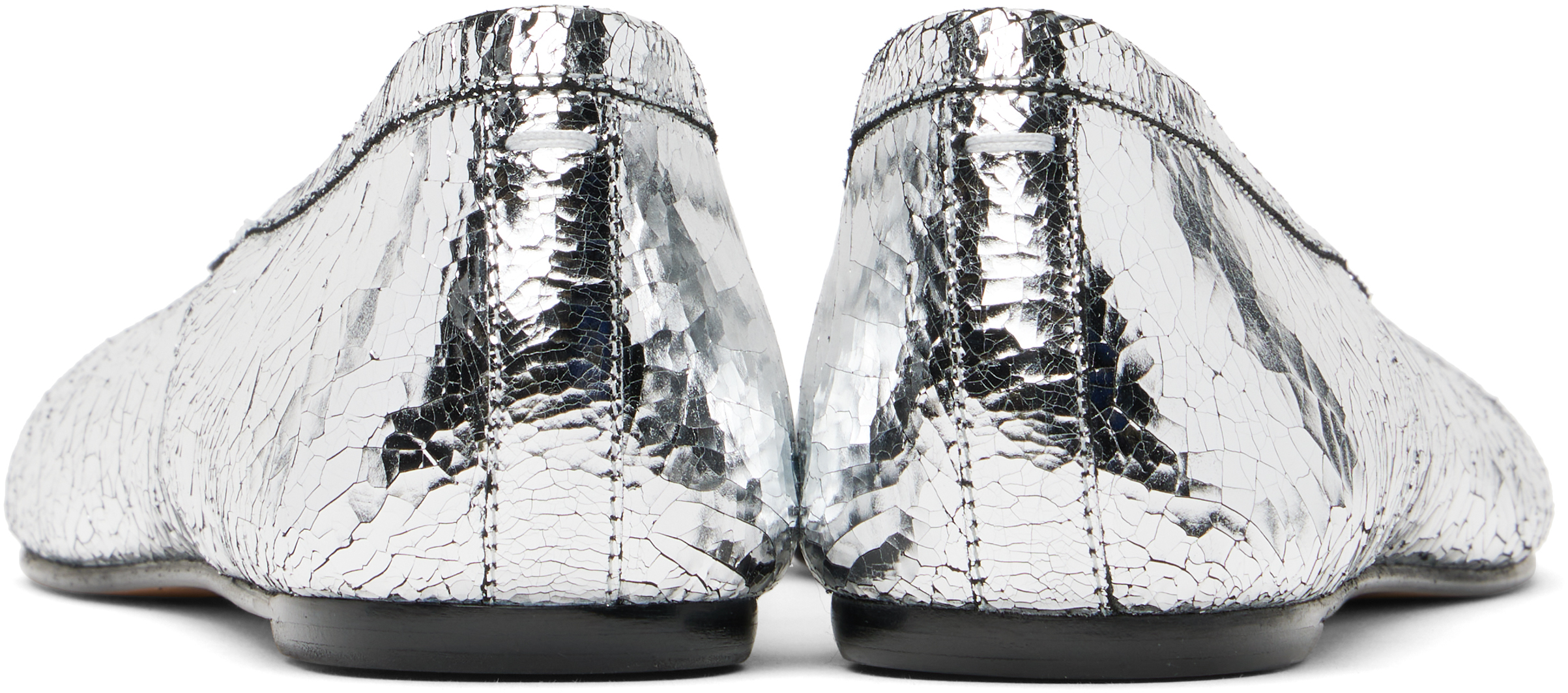 Shop Maison Margiela Silver Tabi Broken Mirror Ballerina Flats In T9002 Silver
