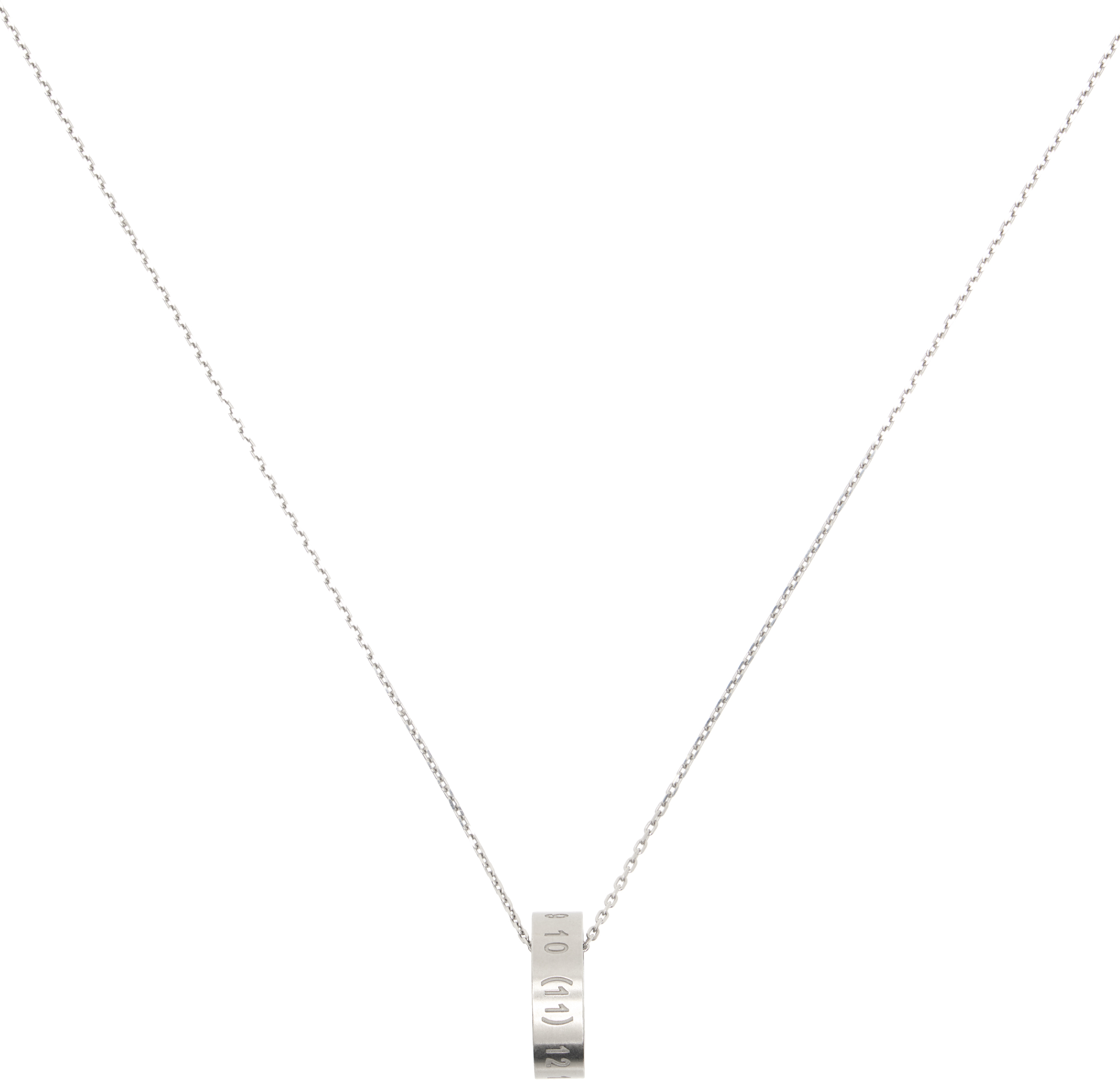 Maison Margiela Silver Numerical Ring Necklace In 951 Silver