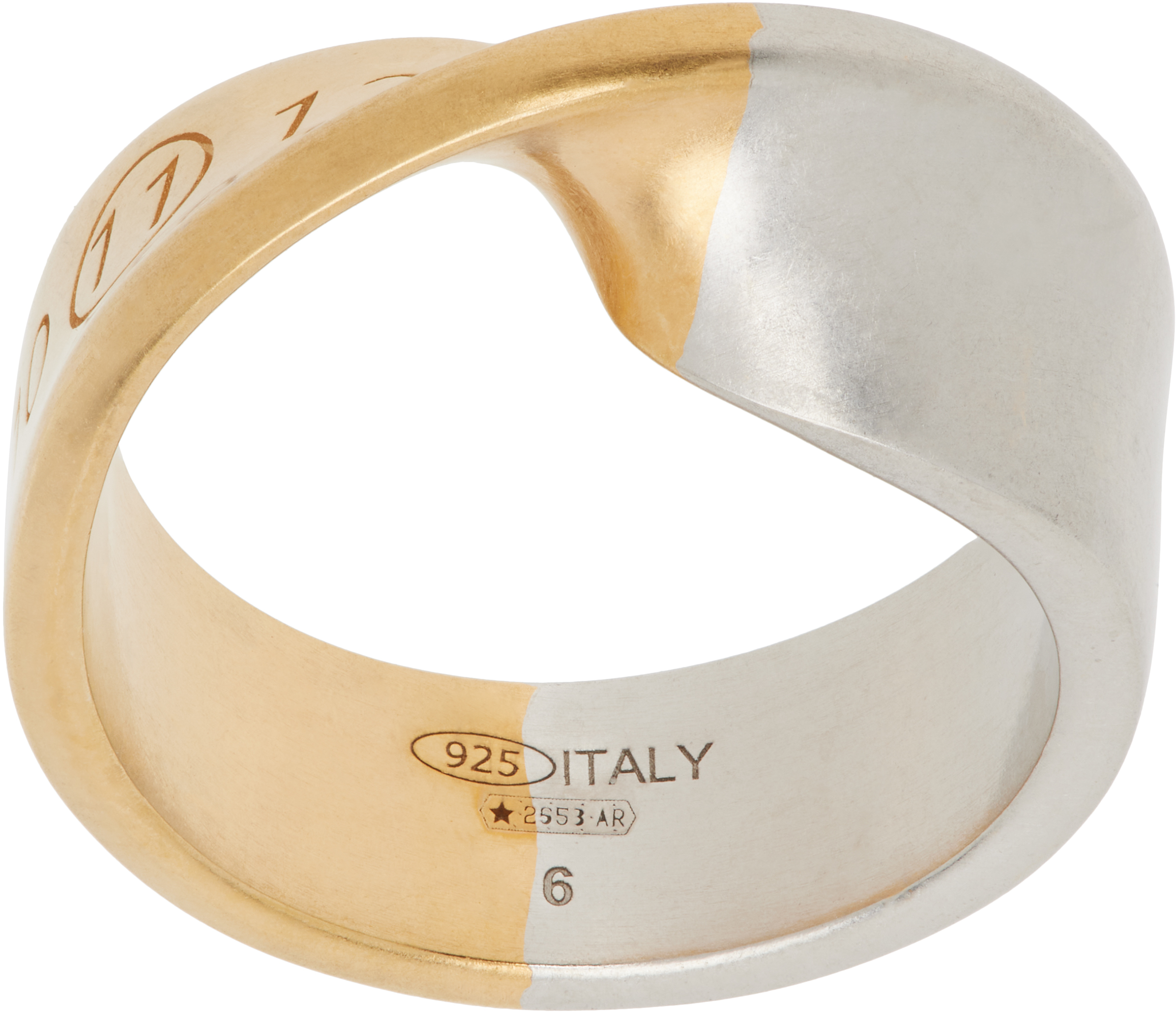 Gold & Silver Twisted Numerical Logo Ring