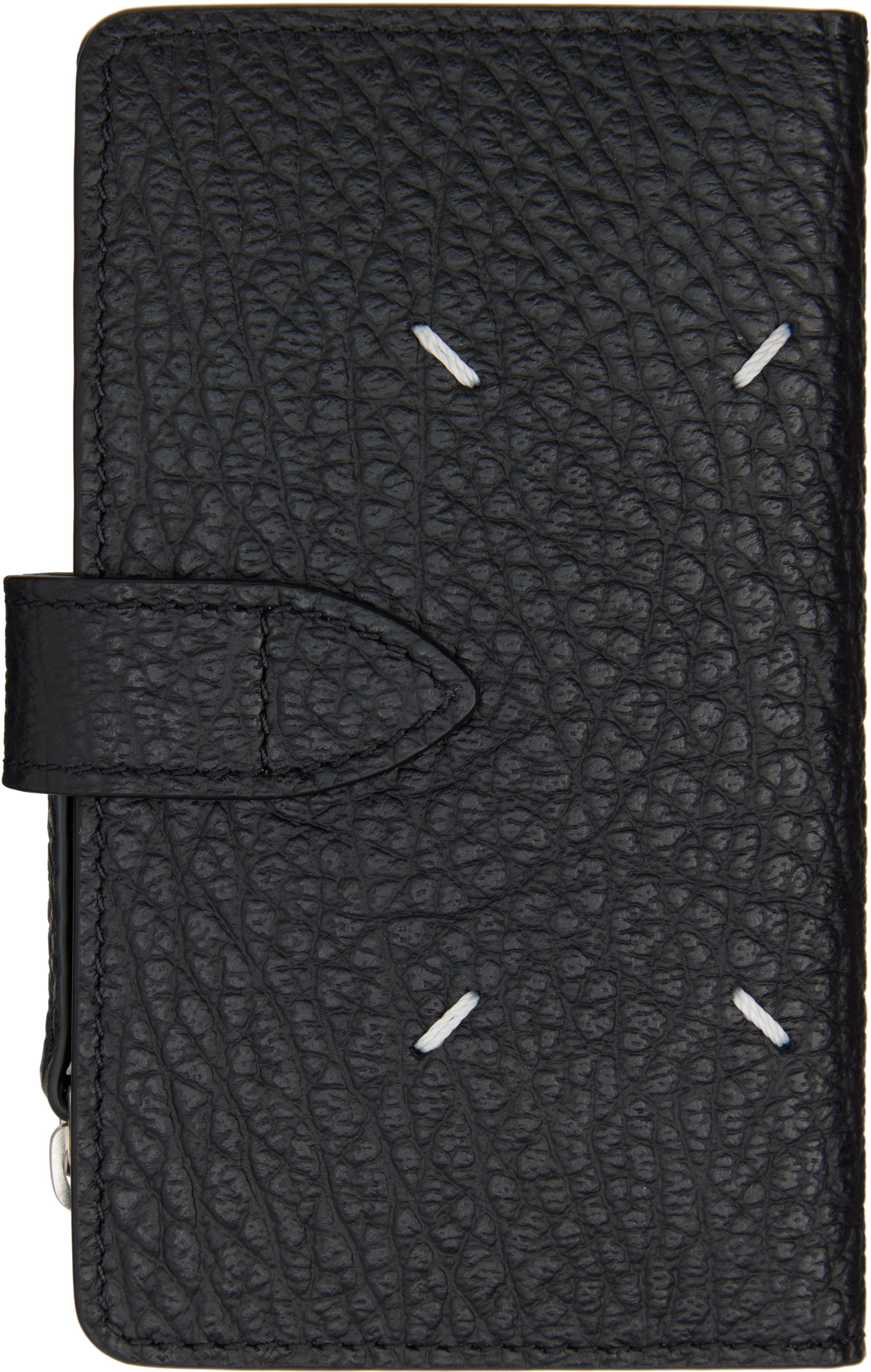 Maison Margiela Black Four Stiches Zip Card Holder In T8013 Black
