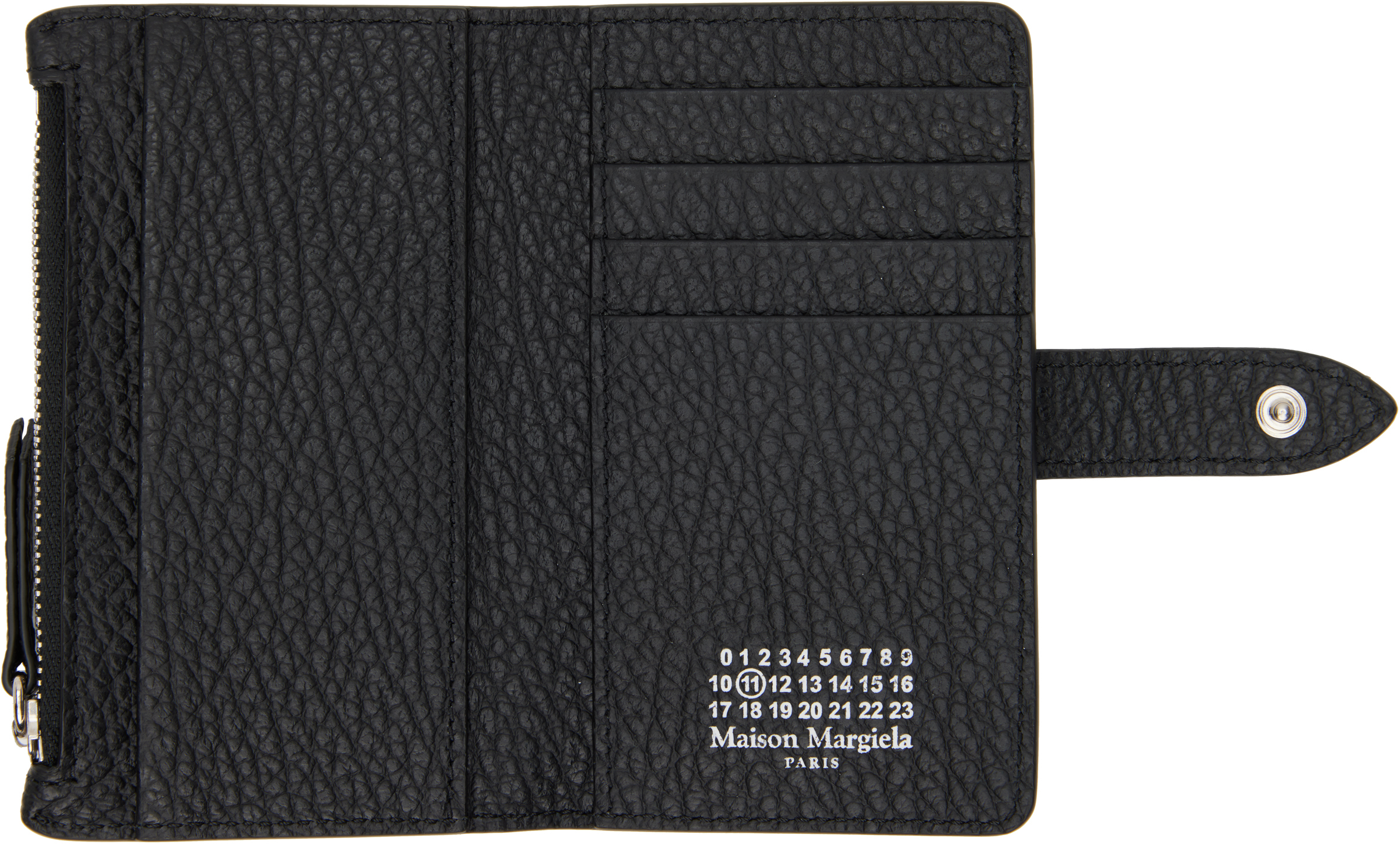 Maison Margiela Black Four Stiches Zip Card Holder In T8013 Black