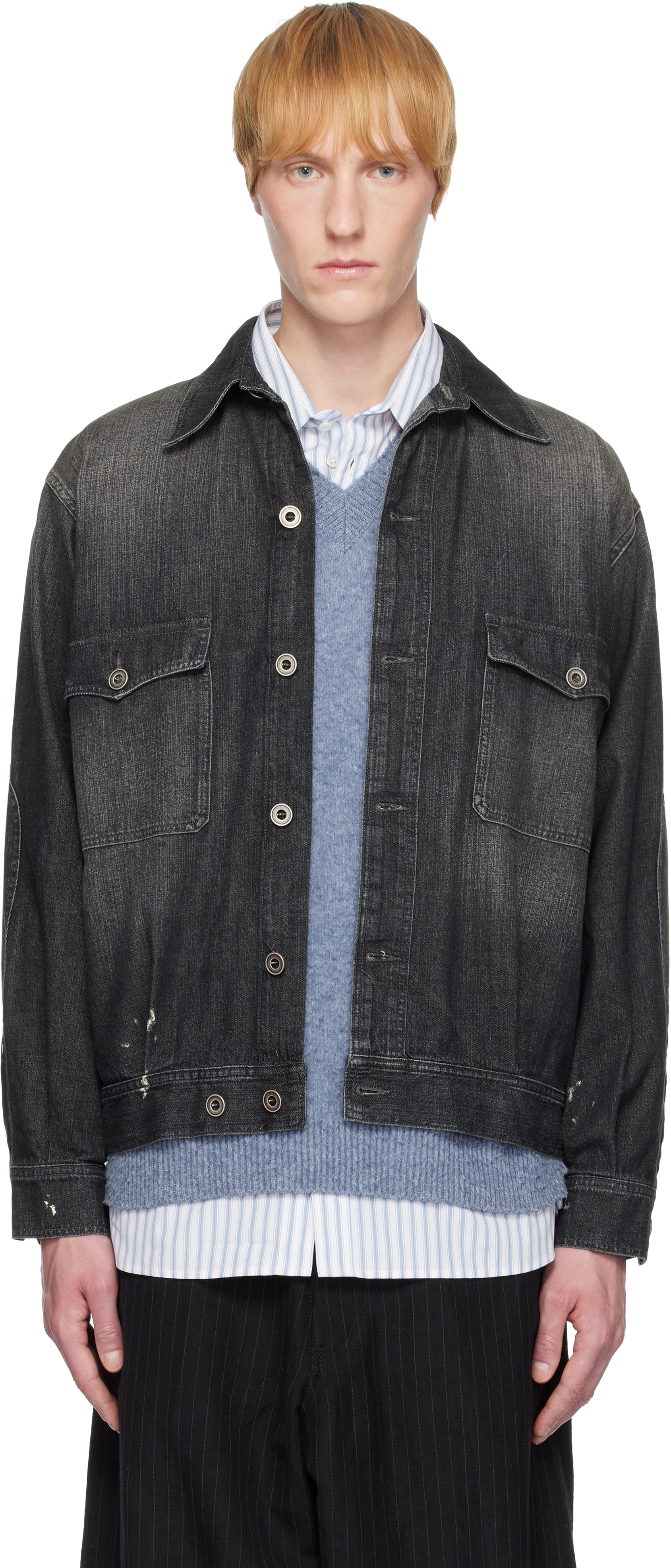 Black Distressed Denim Jacket