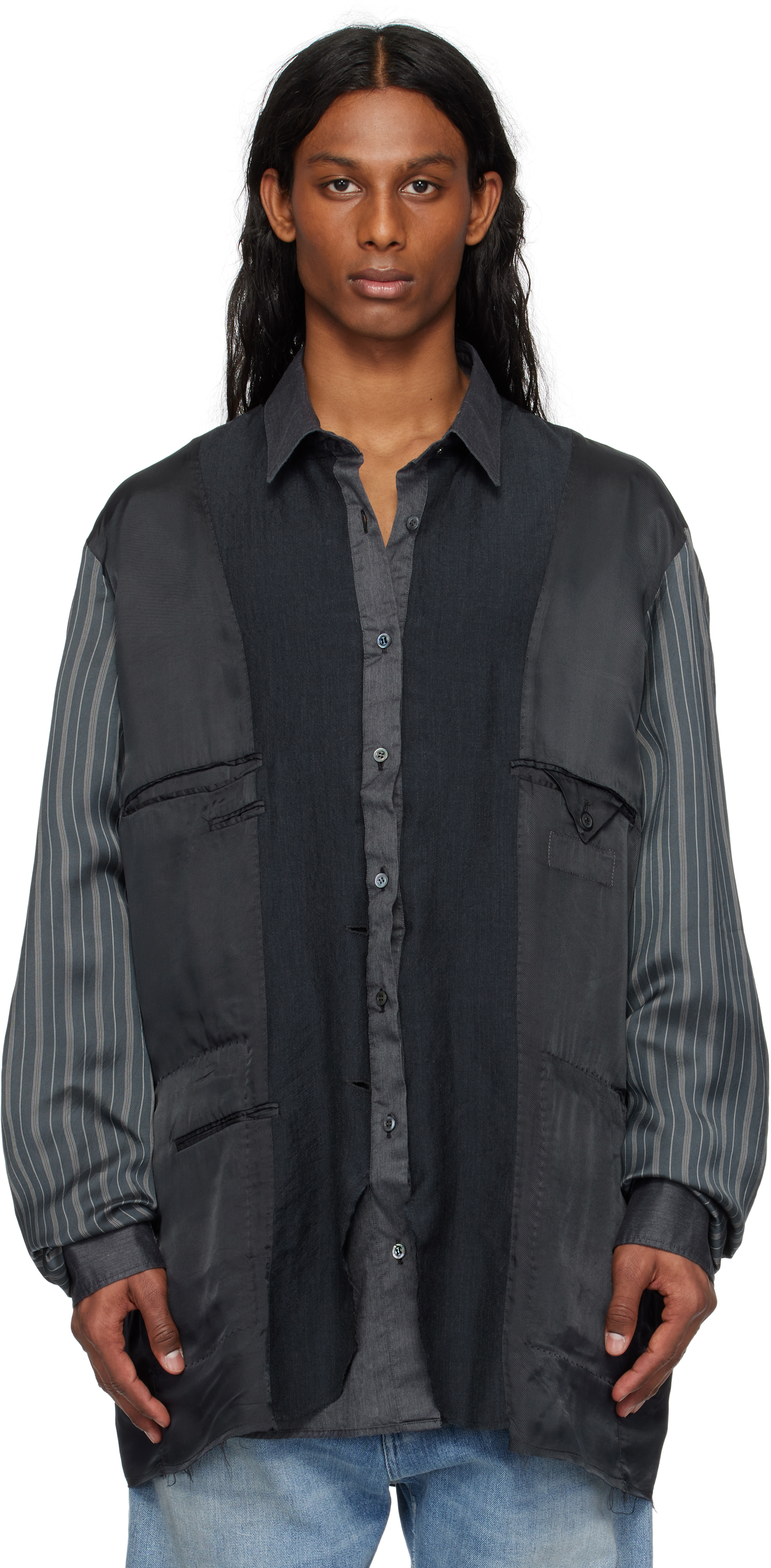 Maison Margiela Patchwork Reversible Jacket Casual Jackets And Parka Gray In 961 Charcoal