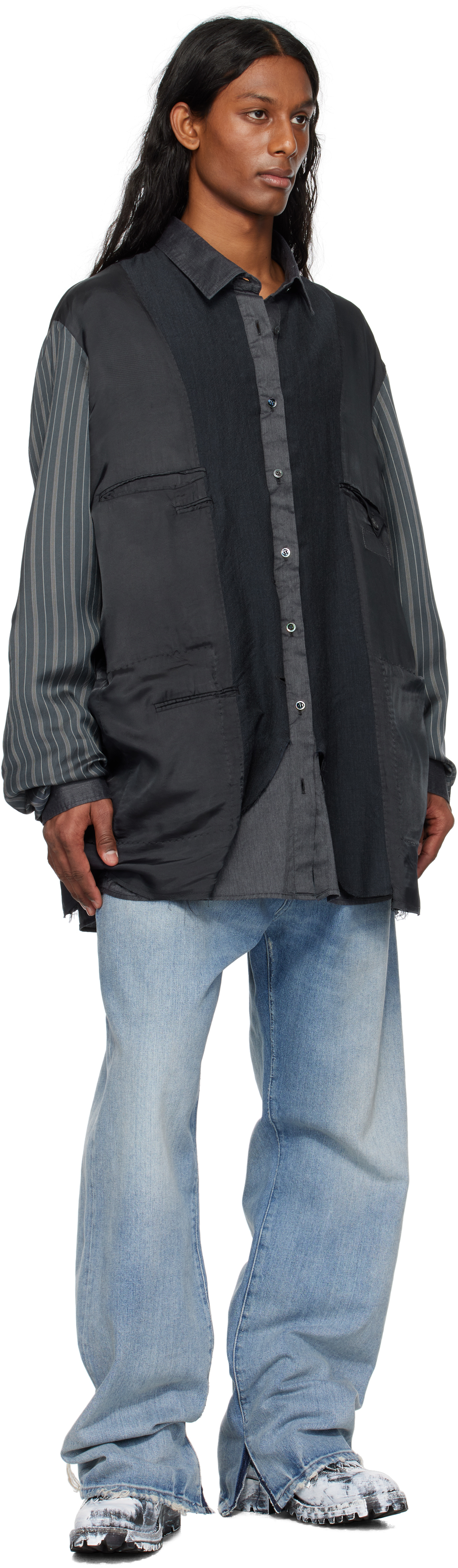 Maison Margiela Patchwork Reversible Jacket Casual Jackets And Parka Gray In 961 Charcoal