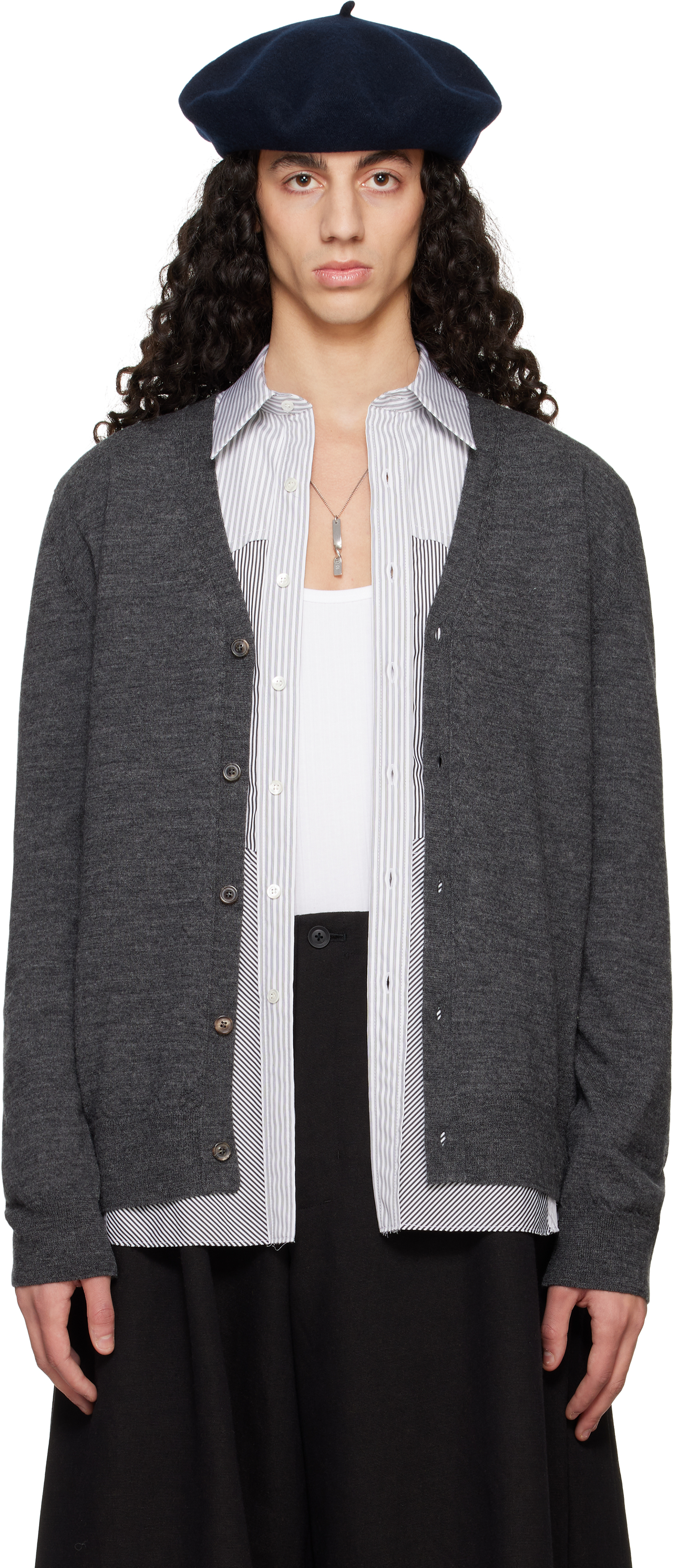 Gray Elbow Patch Cardigan