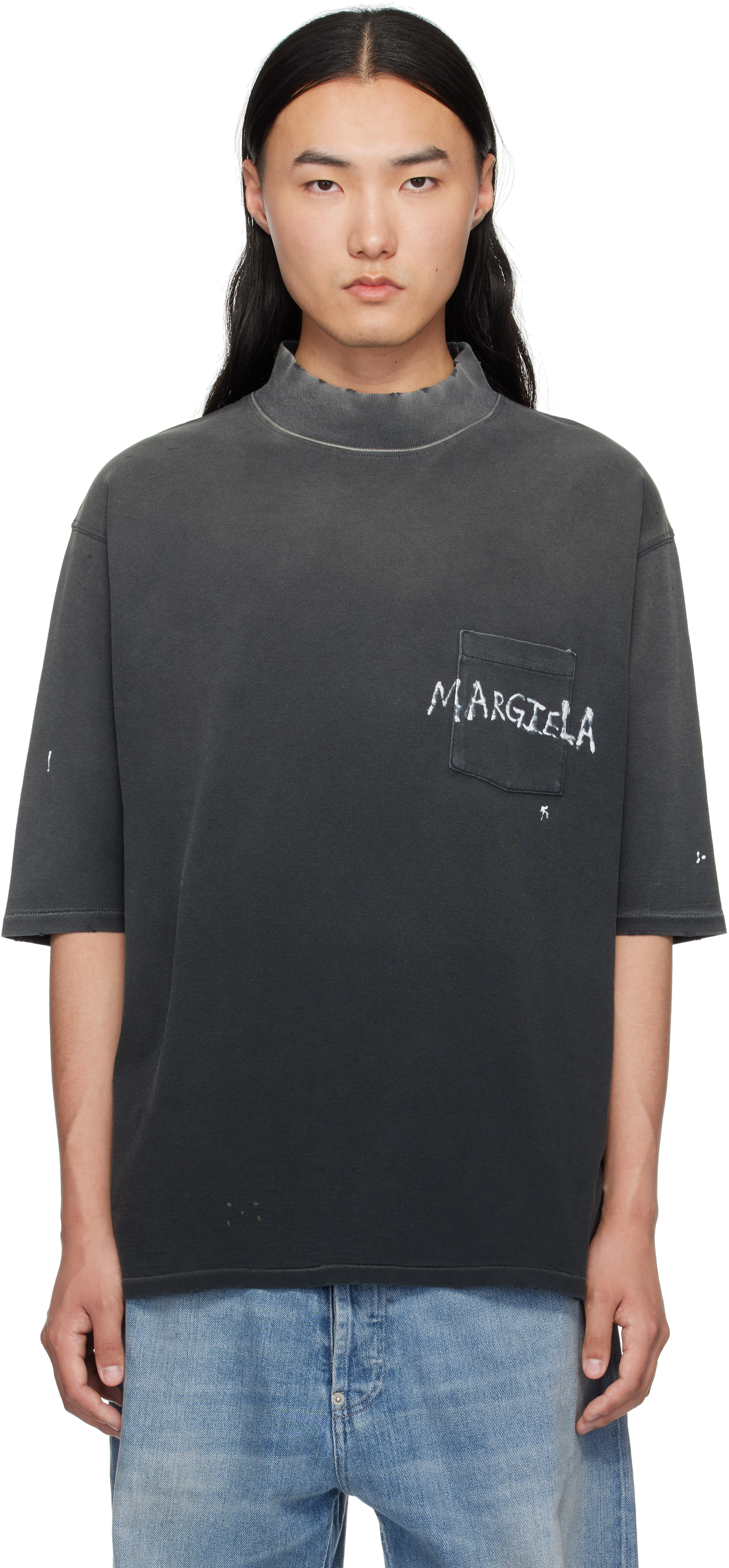 【送料&関税込】Maison Margiela Graffiti T-shirt - Unisex Gray Graffiti Logo T-shirt by Maison Margiela on Sale