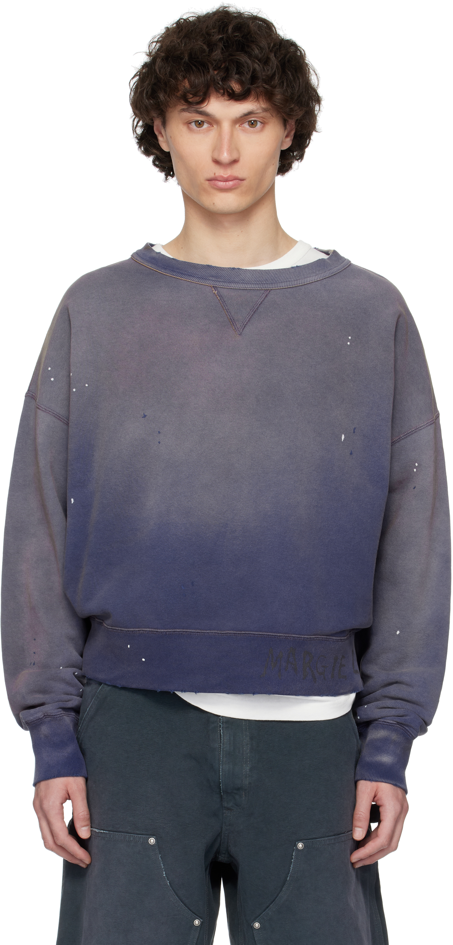Maison Margiela Blue Graffiti Logo Sweatshirt