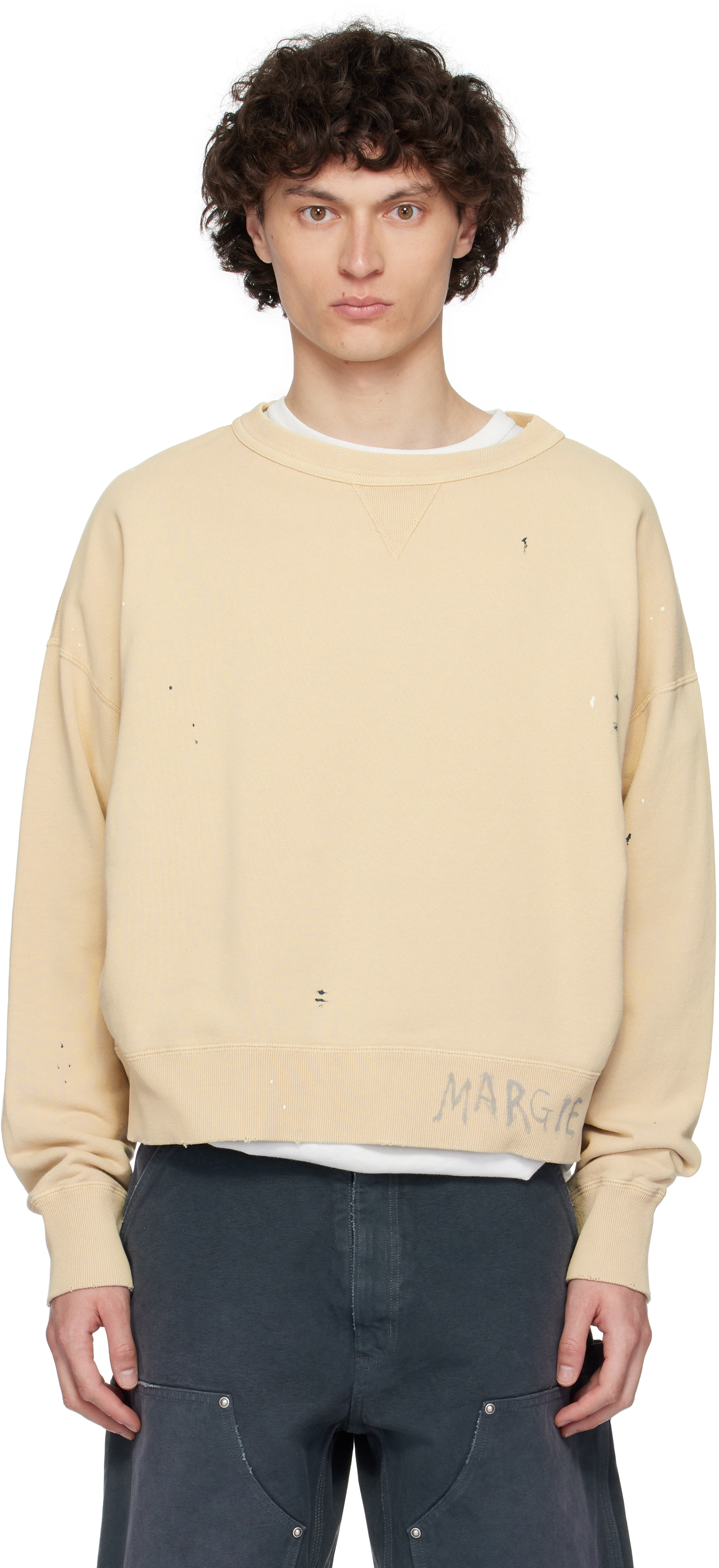Maison Margiela Beige Grafitti Logo Sweatshirt