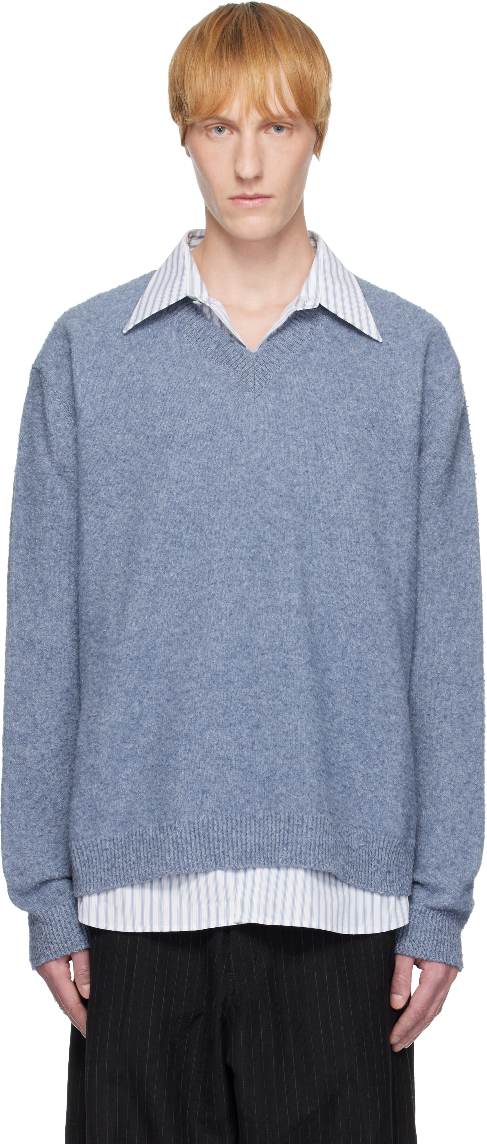 Maison Margiela Blue Pile Knit Sweater