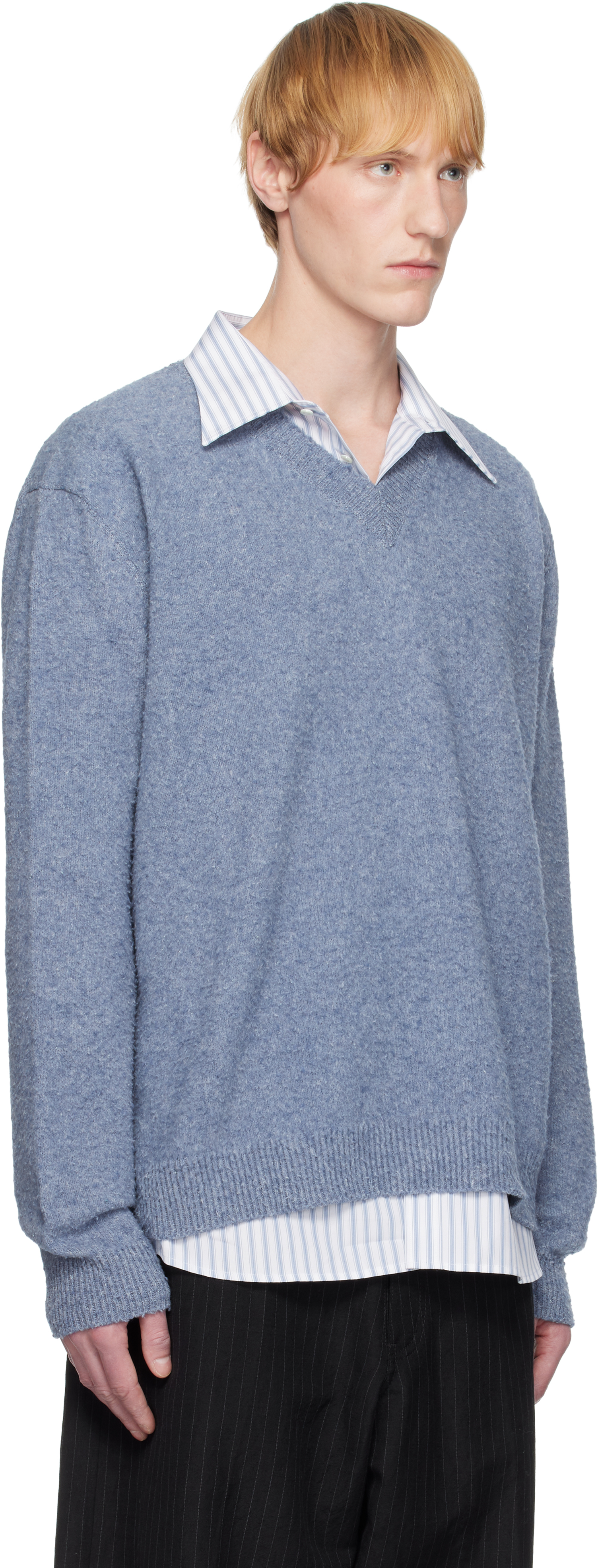 Maison Margiela Blue Pile Knit Sweater